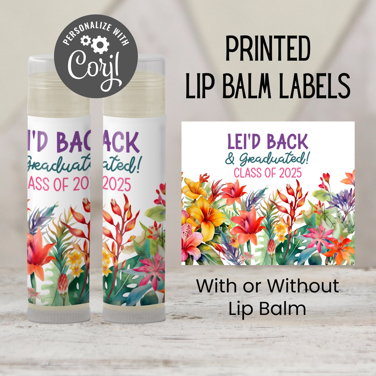 Luau Chapstick Favors: Hawaiian Baby Shower, Tropical Party Gift