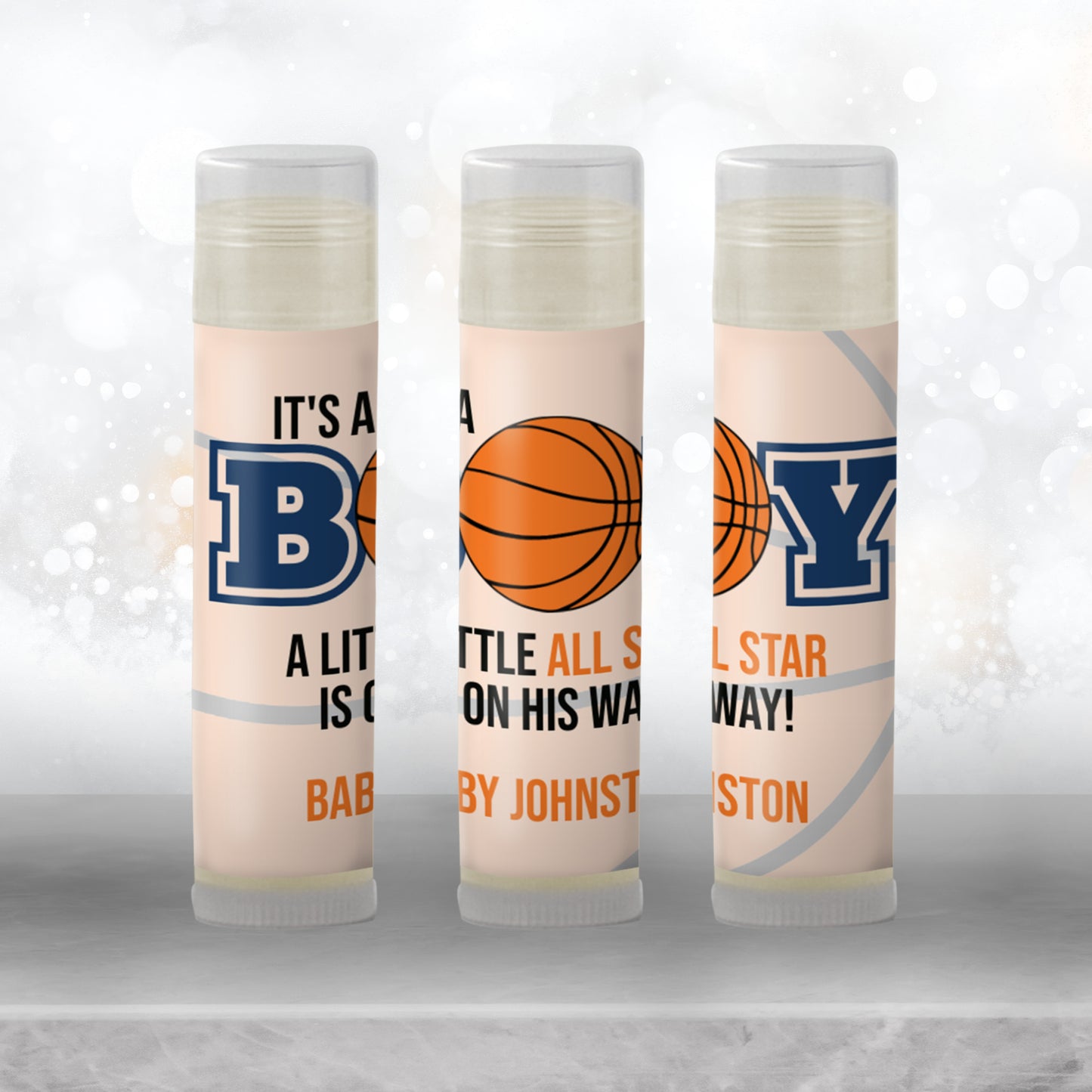 Basketball Lip Balm Label Template: Sports Baby Shower, Boy Favor