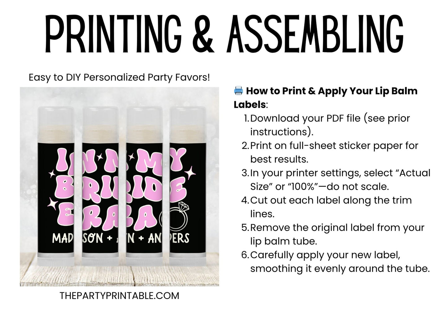 In My Bride Era Chapstick Label Template: Bachelorette, Bridal Shower Favor