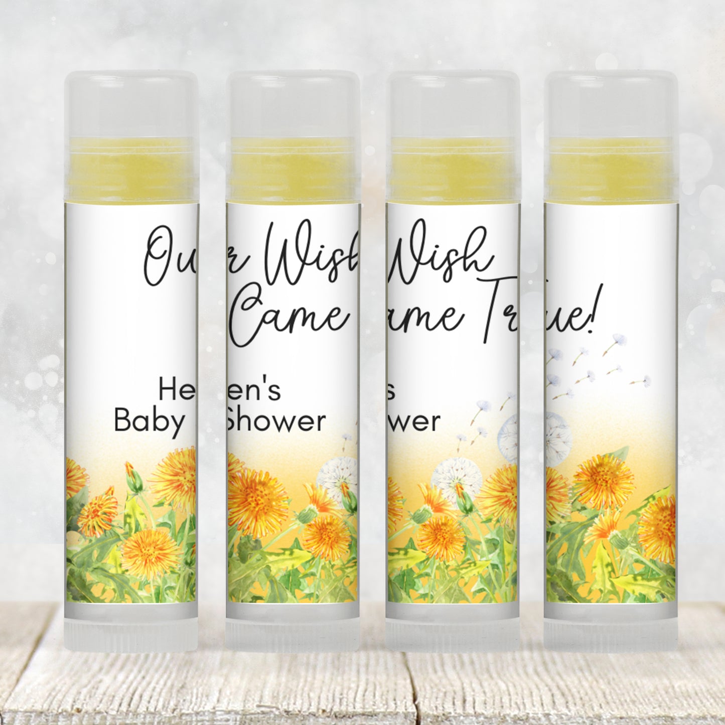 Dandelion Lip Balm Label Template: Baby Shower, Boho Wildflower Favor