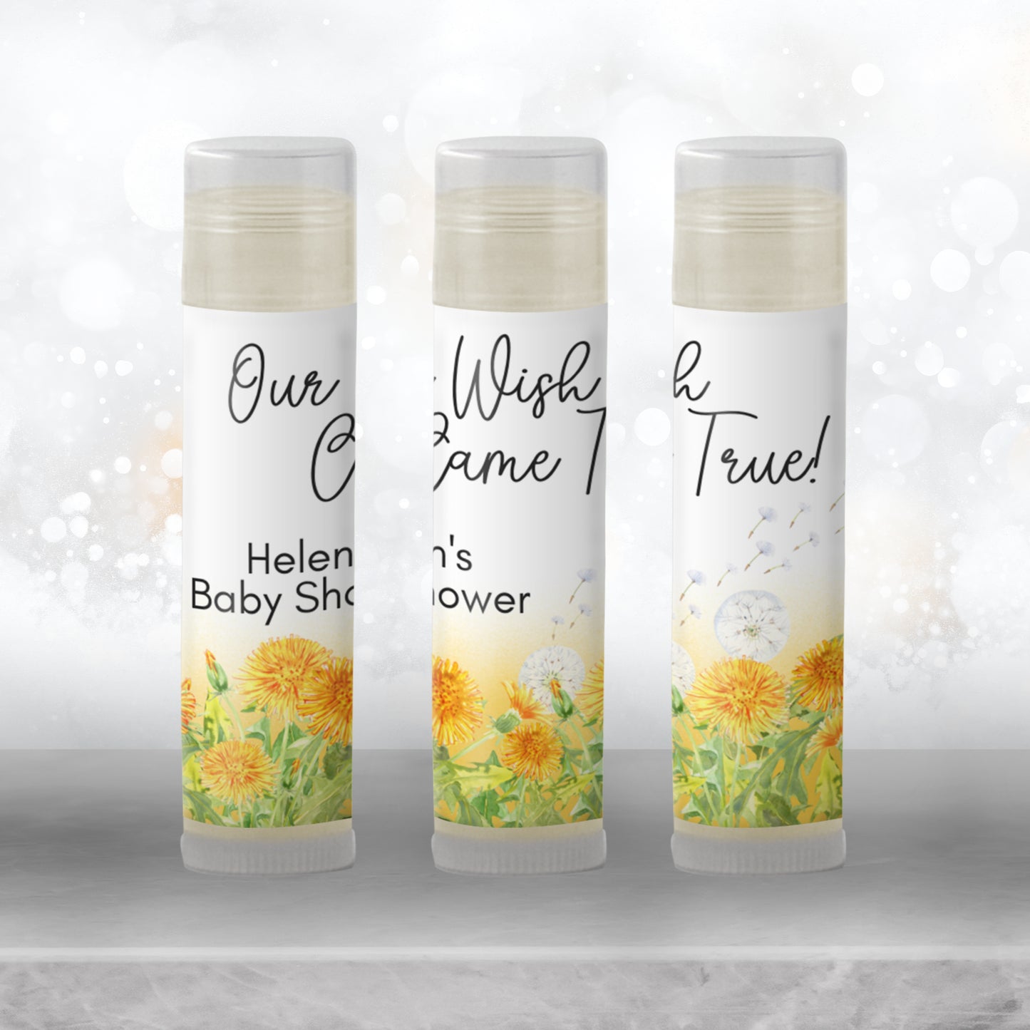 Dandelion Lip Balm Label Template: Baby Shower, Boho Wildflower Favor