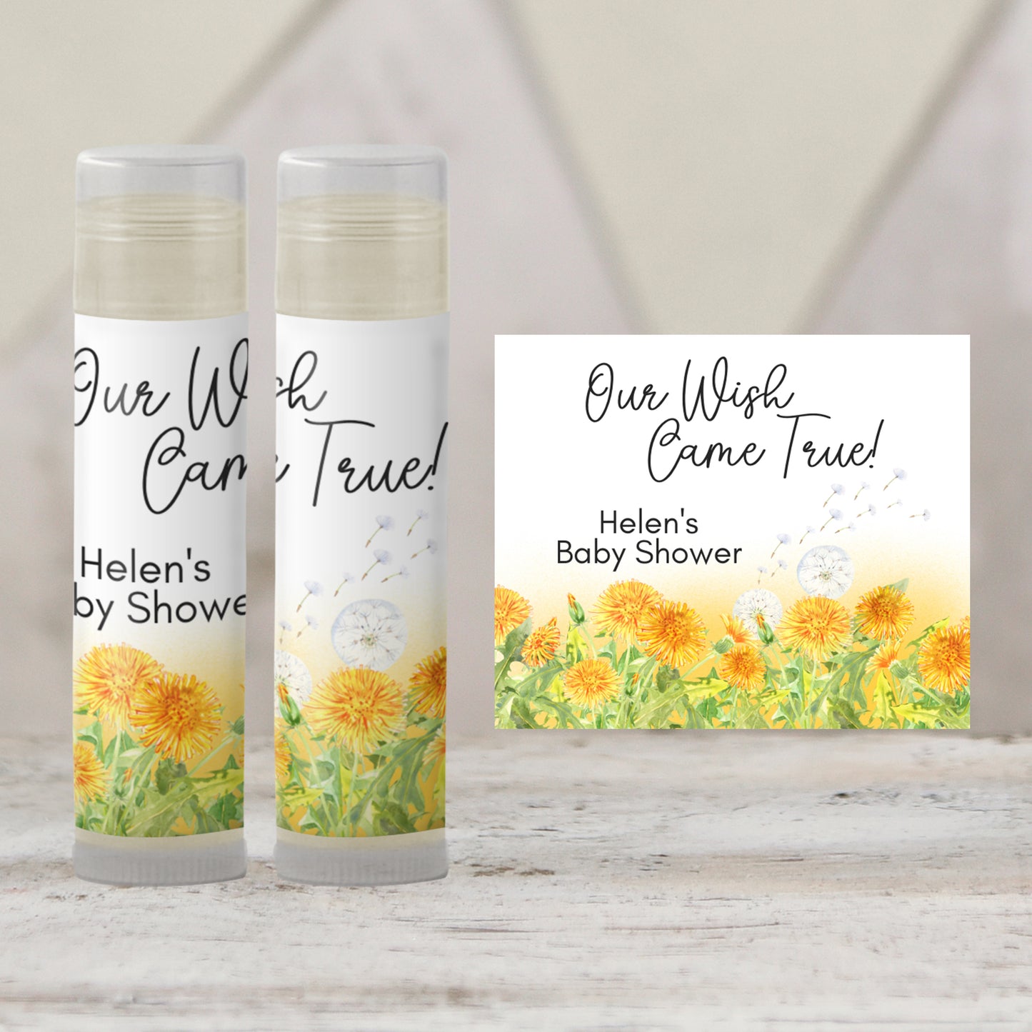 Dandelion Lip Balm Label Template: Baby Shower, Boho Wildflower Favor