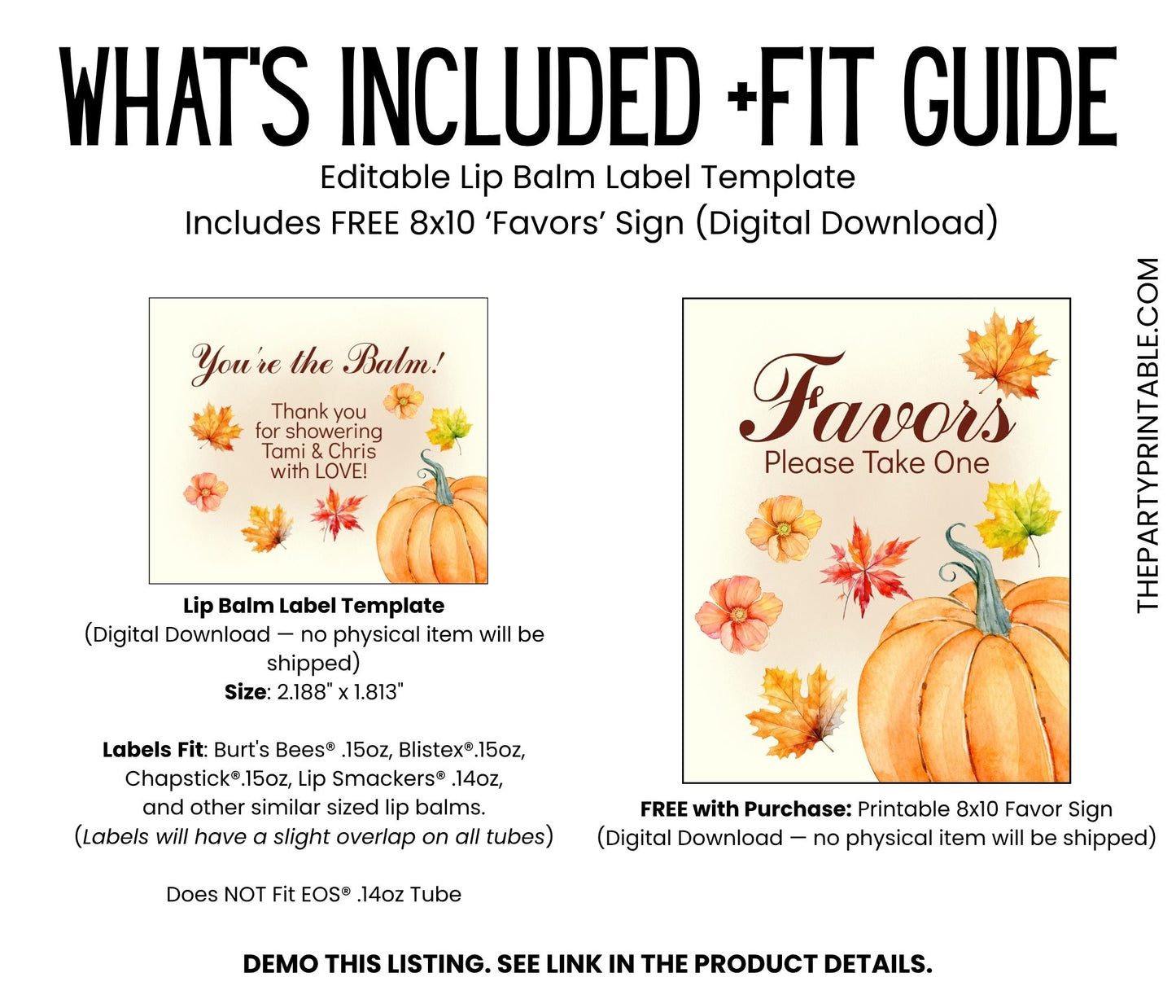 You’re the Balm Chapstick Label Template: Pumpkin Baby or Bridal Shower Favor