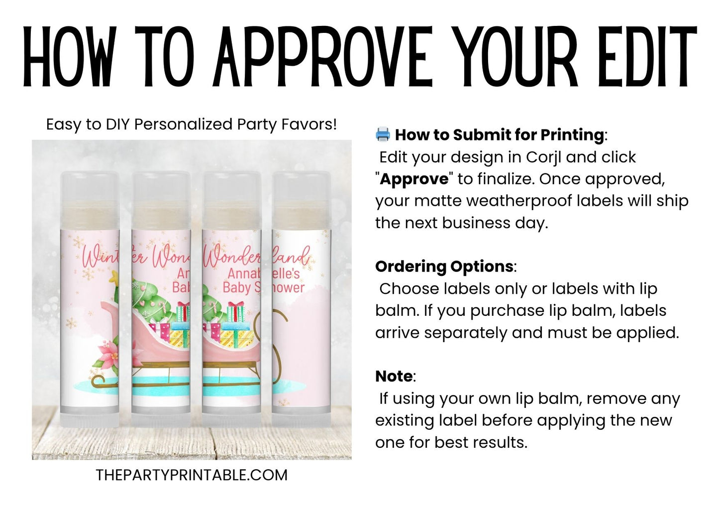 Pink Sleigh Baby Shower Lip Balm Favors: Winter Wonderland Guest Gift for Girls