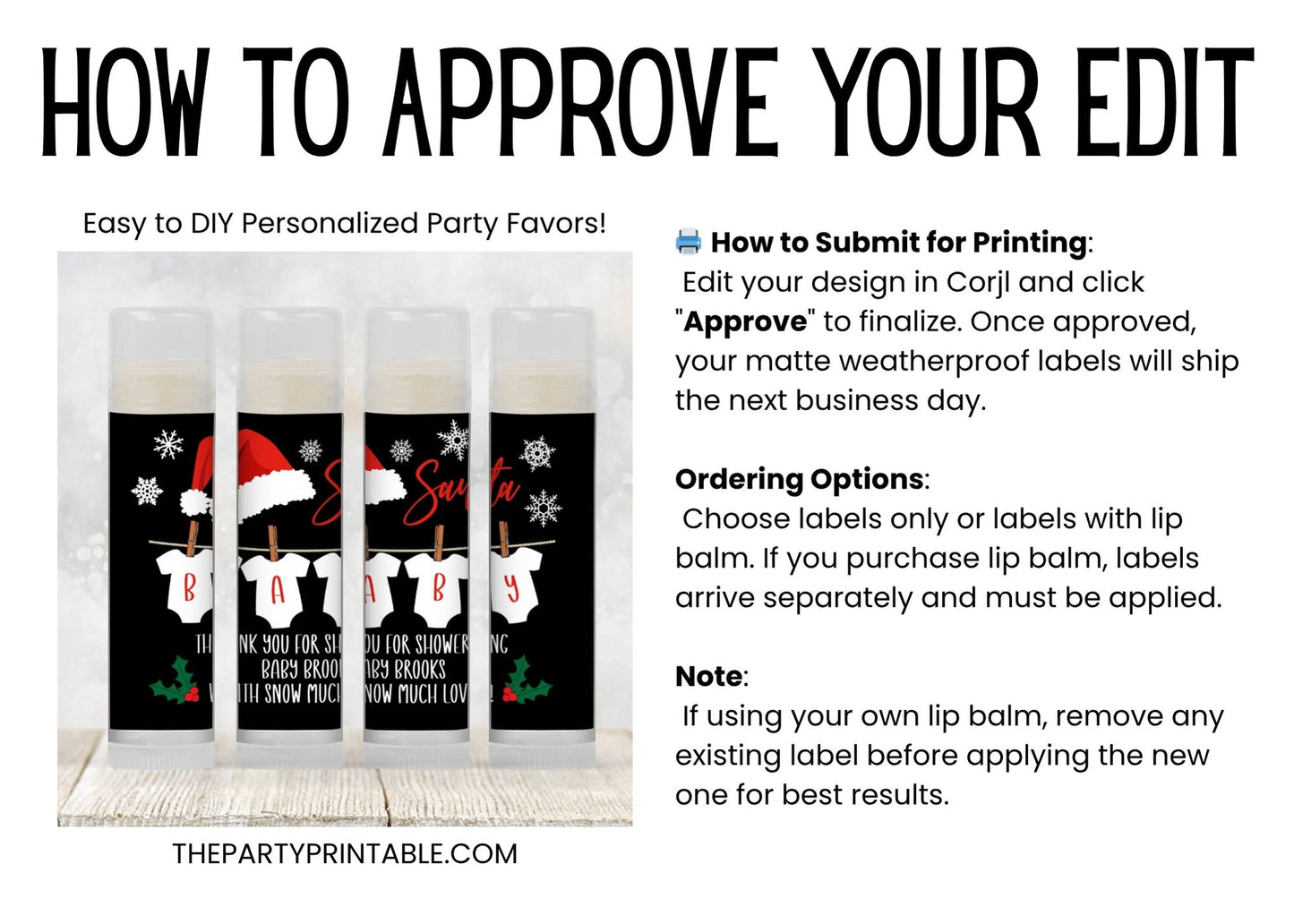 Santa Baby Christmas Baby Shower Favors Lip Balm: Gender Reveal Guest Gift