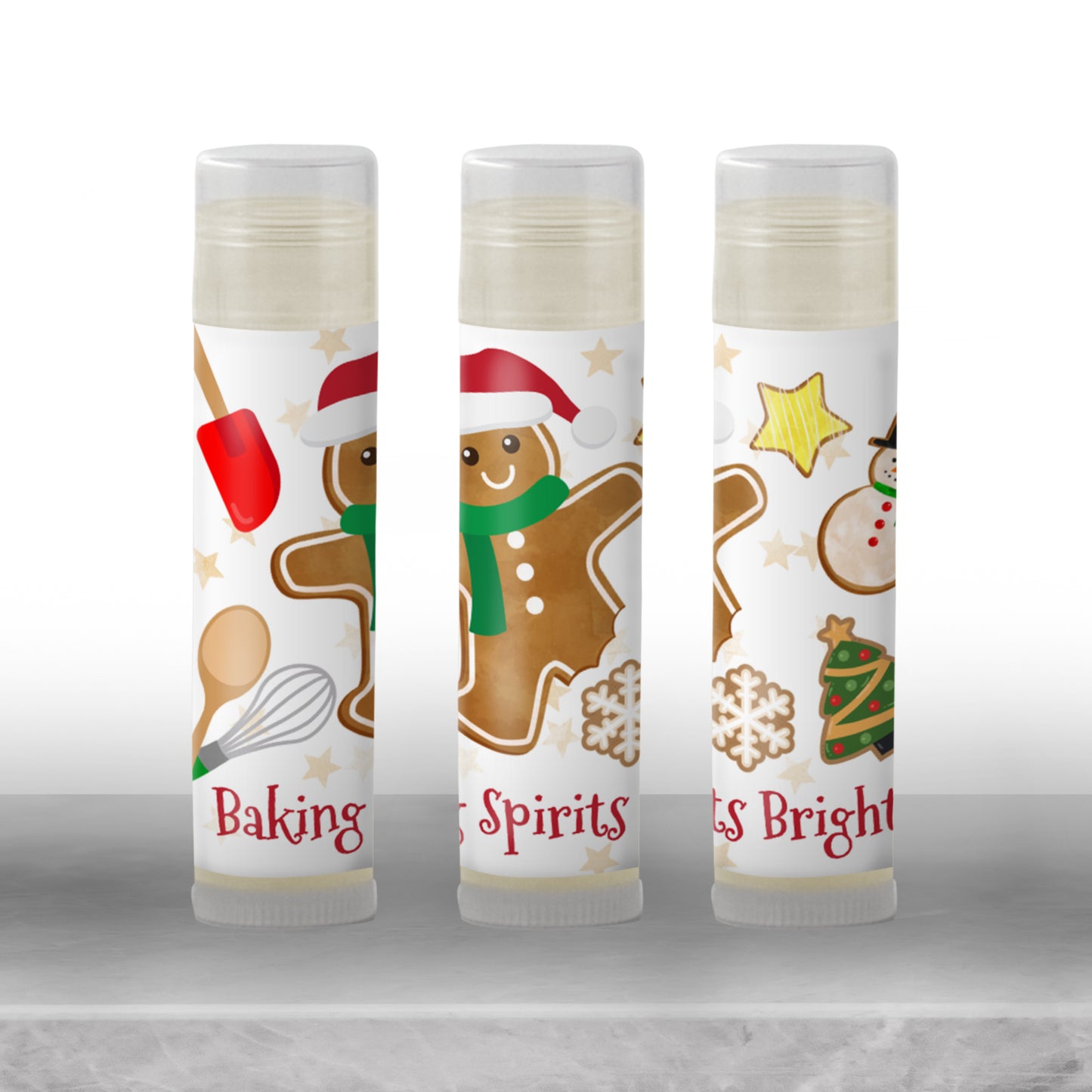 Gingerbread Lip Balm Label Template: Christmas Favor, Holiday Baby Shower