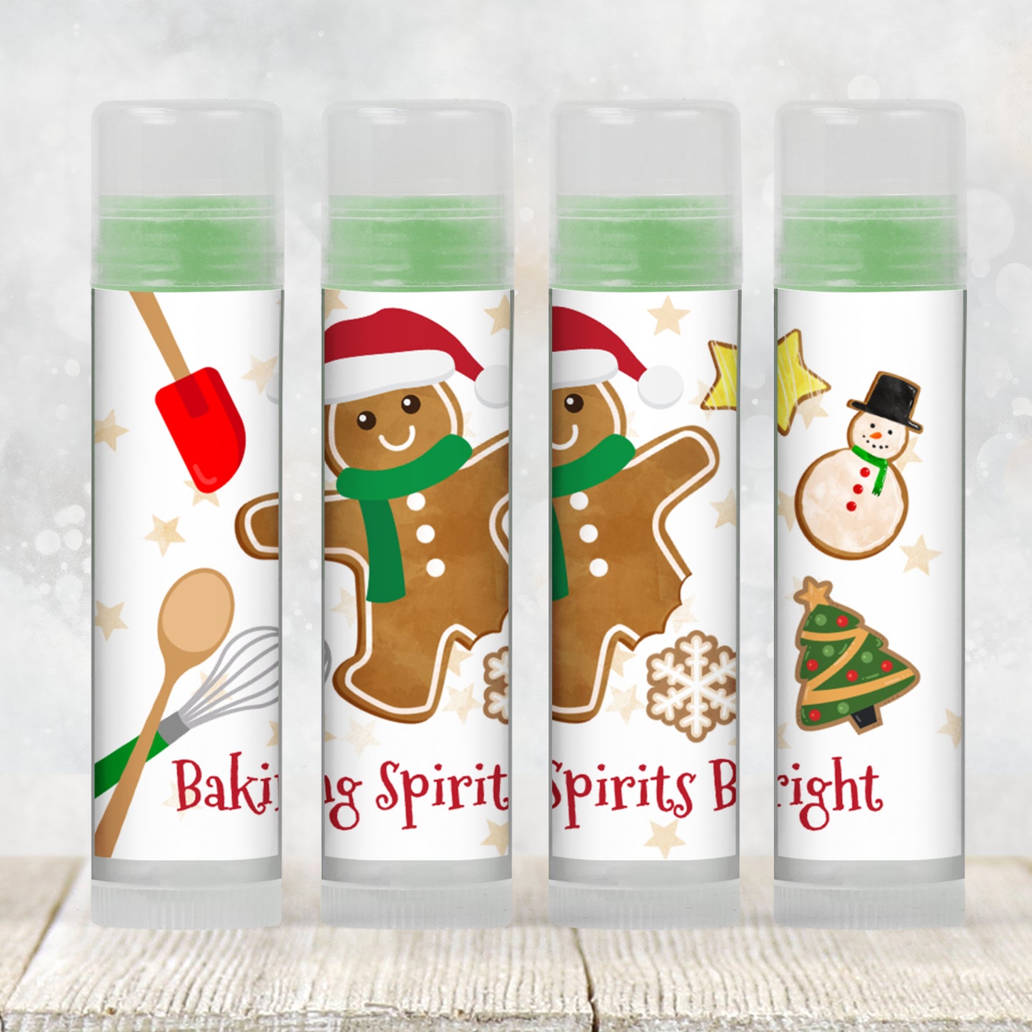 Gingerbread Lip Balm Label Template: Christmas Favor, Holiday Baby Shower