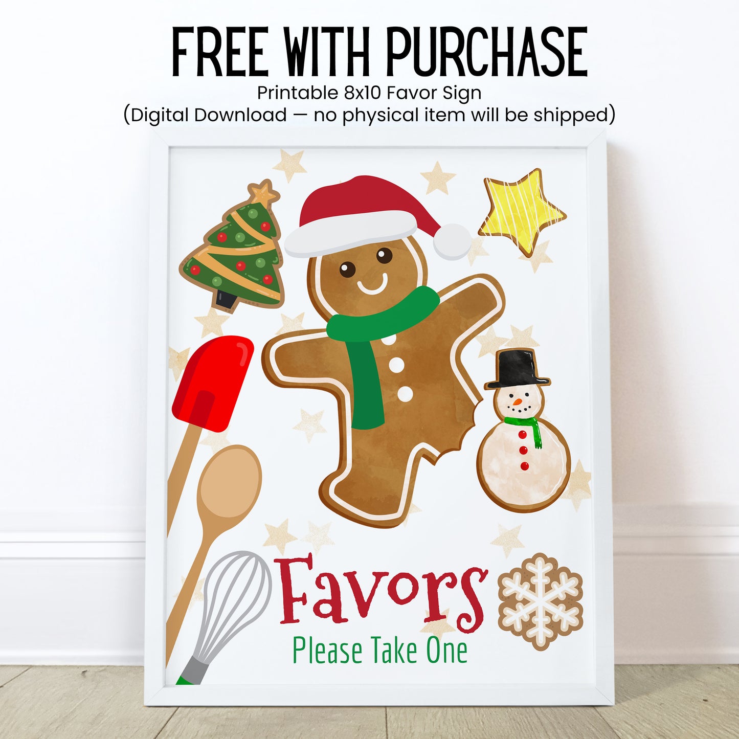 Gingerbread Lip Balm Label Template: Christmas Favor, Holiday Baby Shower