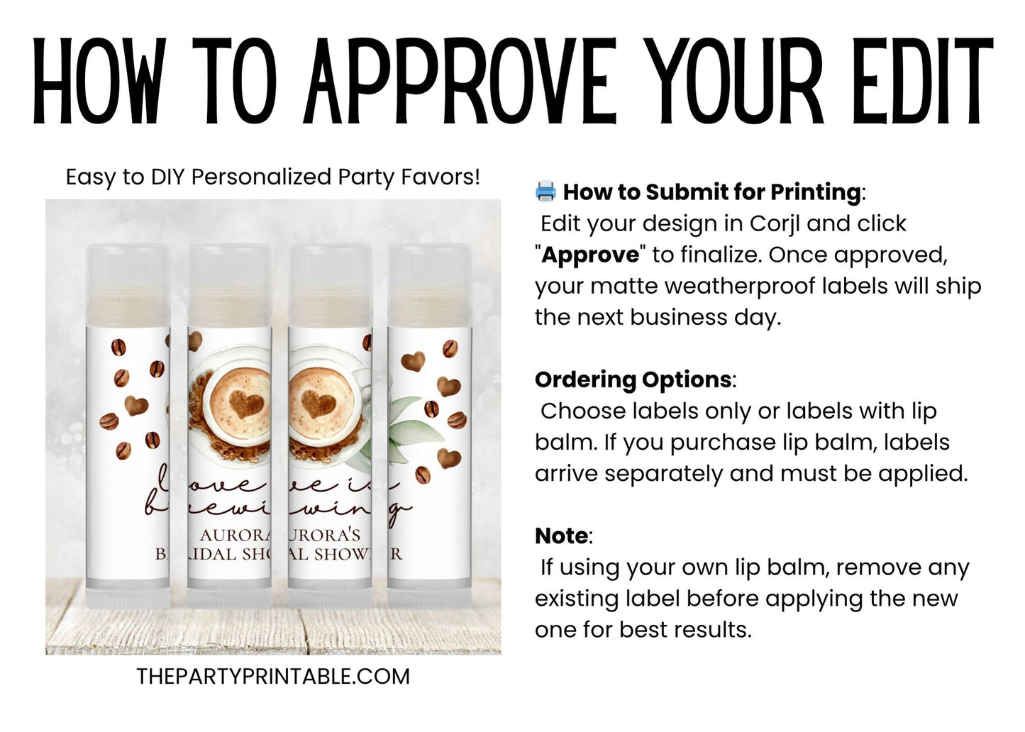 Love is Brewing Chapstick Favors: Coffee Bridal Shower, Brunch Gift