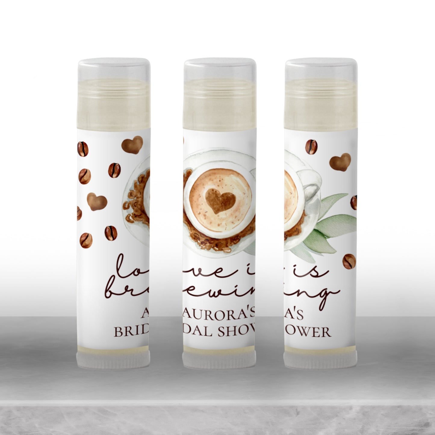 Love is Brewing Chapstick Label Template: Coffee Bridal Shower, Brunch Favor