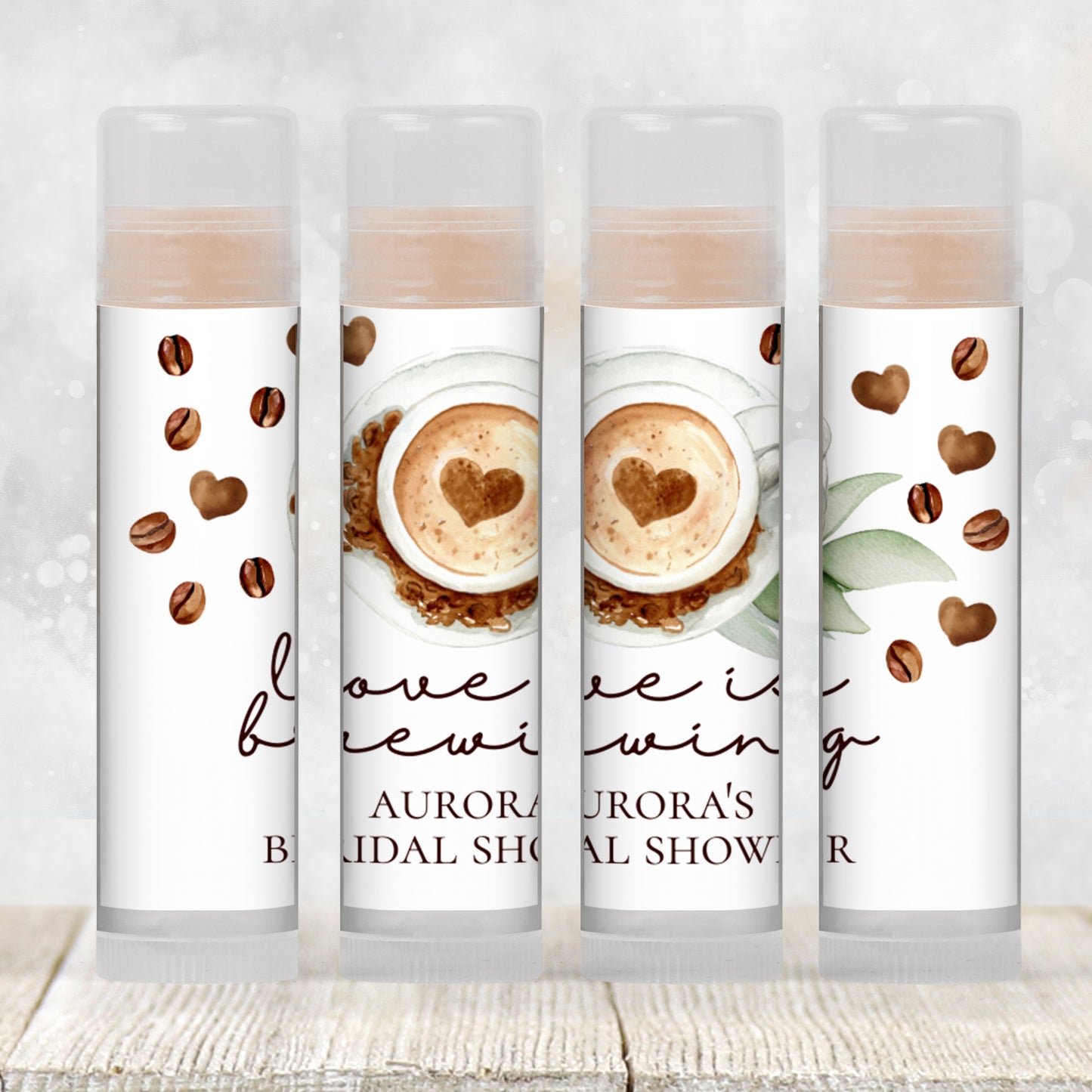 Love is Brewing Chapstick Label Template: Coffee Bridal Shower, Brunch Favor