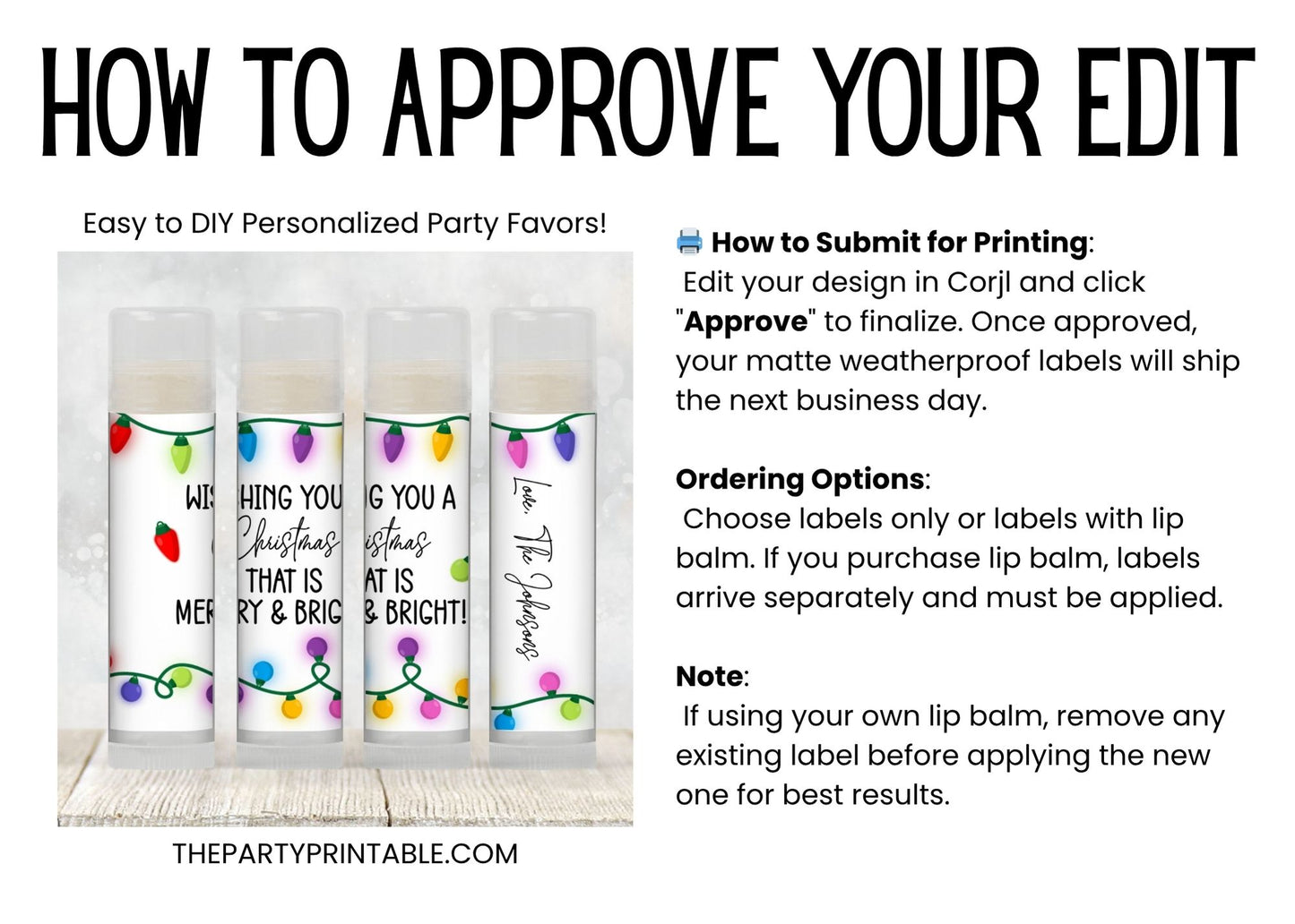 Merry and Bright Chapstick Favors: Christmas Lights, Holiday Party Gift