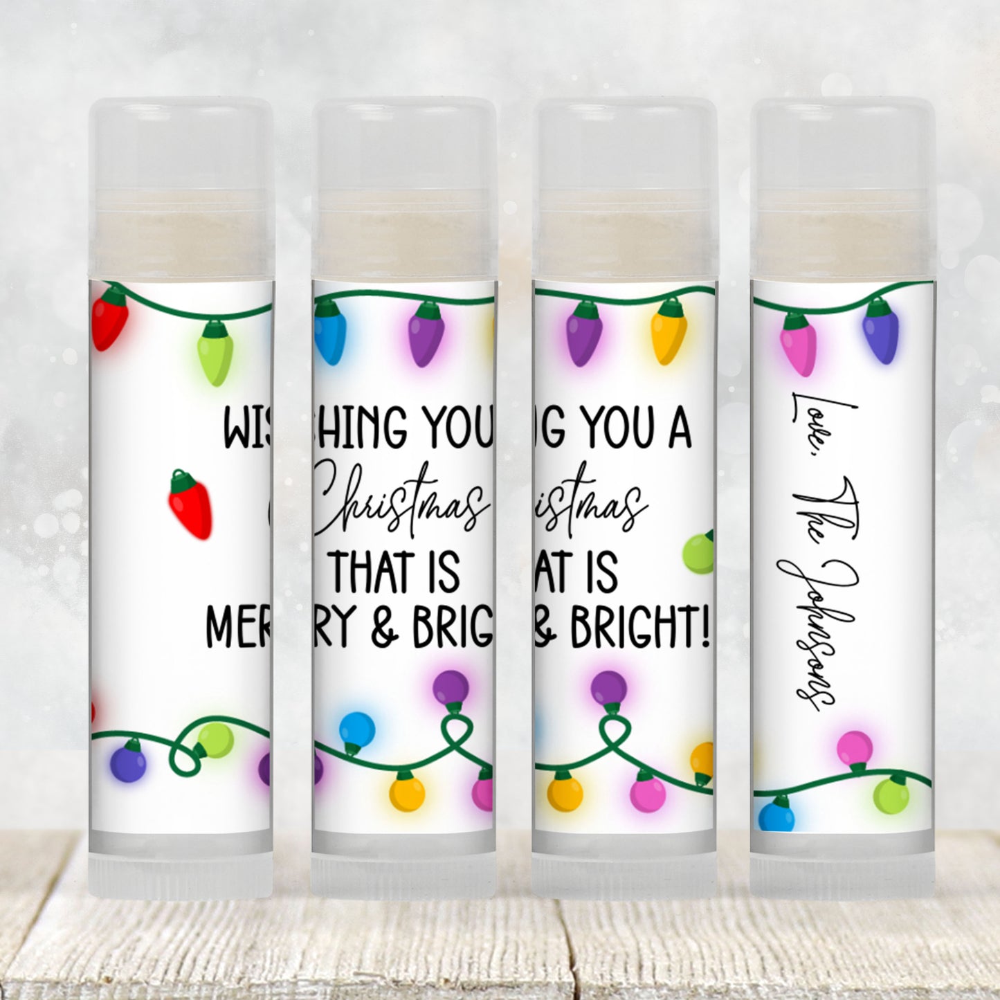 Merry and Bright Chapstick Favors: Christmas Lights, Holiday Party Gift