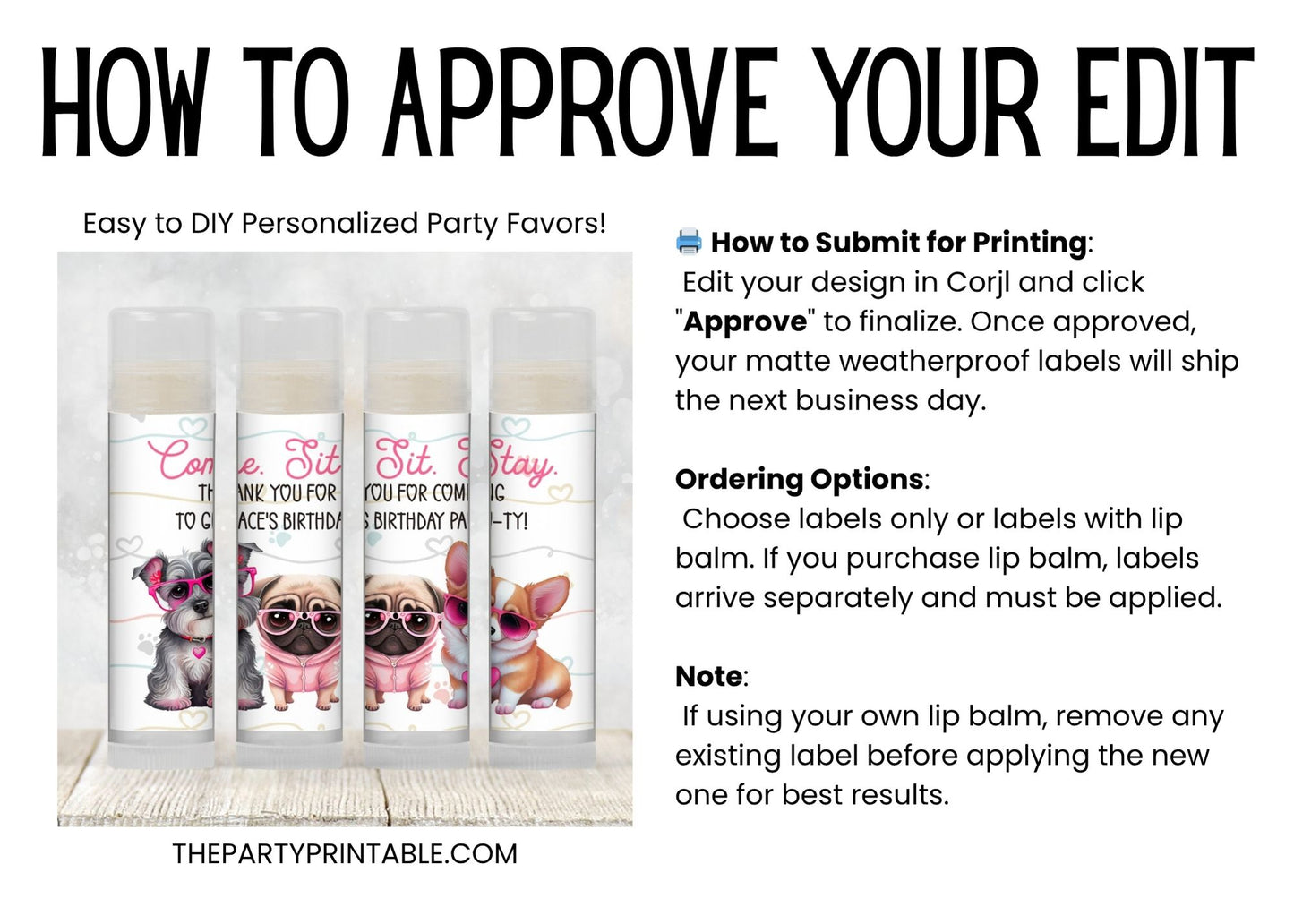 Puppy Party Chapstick Favors: Dog Birthday, Kids Party Gift