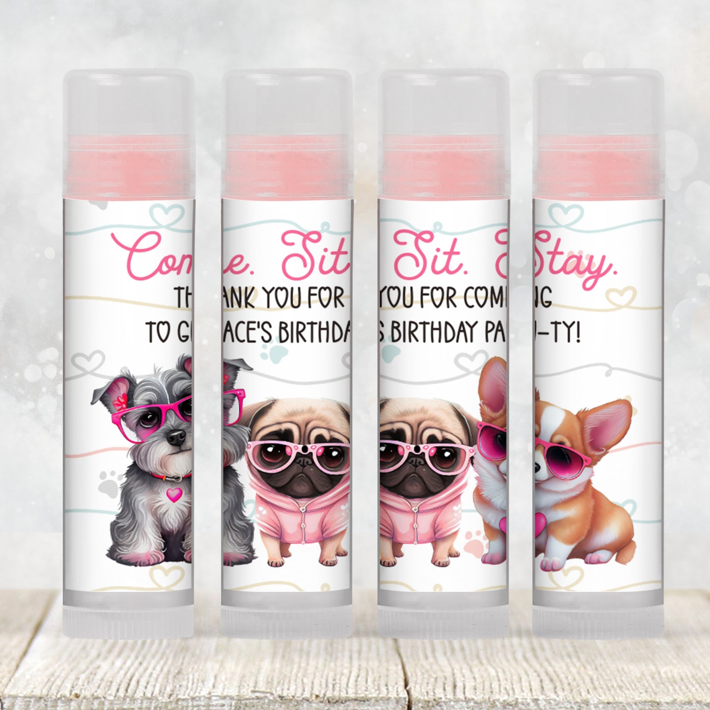 Puppy Party Chapstick Label Template: Dog Birthday, Kids Favor