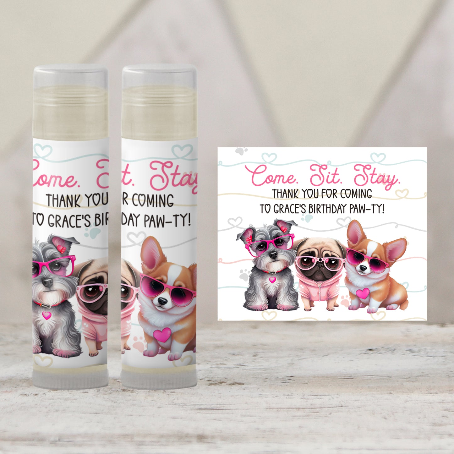 Puppy Party Chapstick Label Template: Dog Birthday, Kids Favor