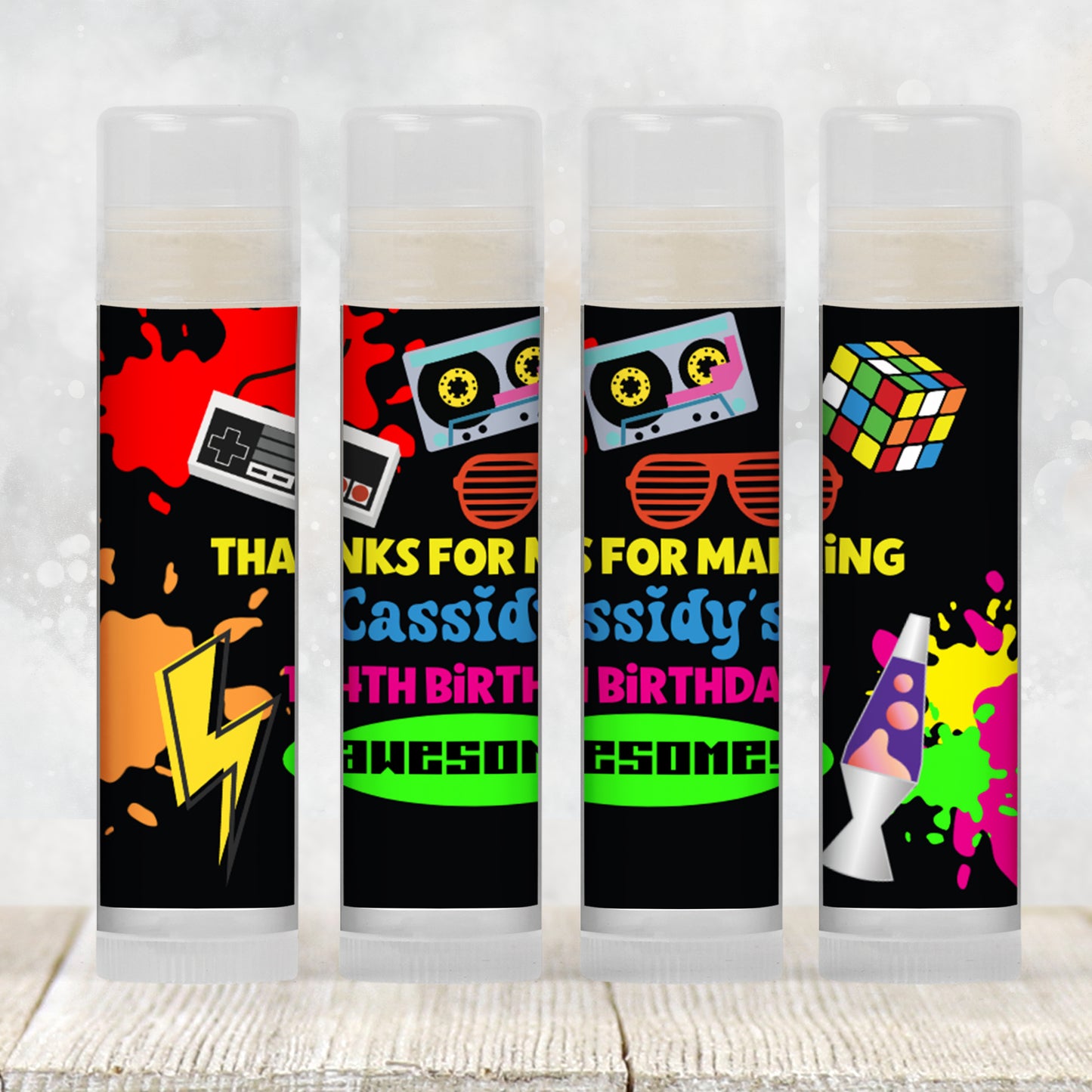 80s Neon Chapstick Favors: Retro Birthday, Totally 80s Party Gift