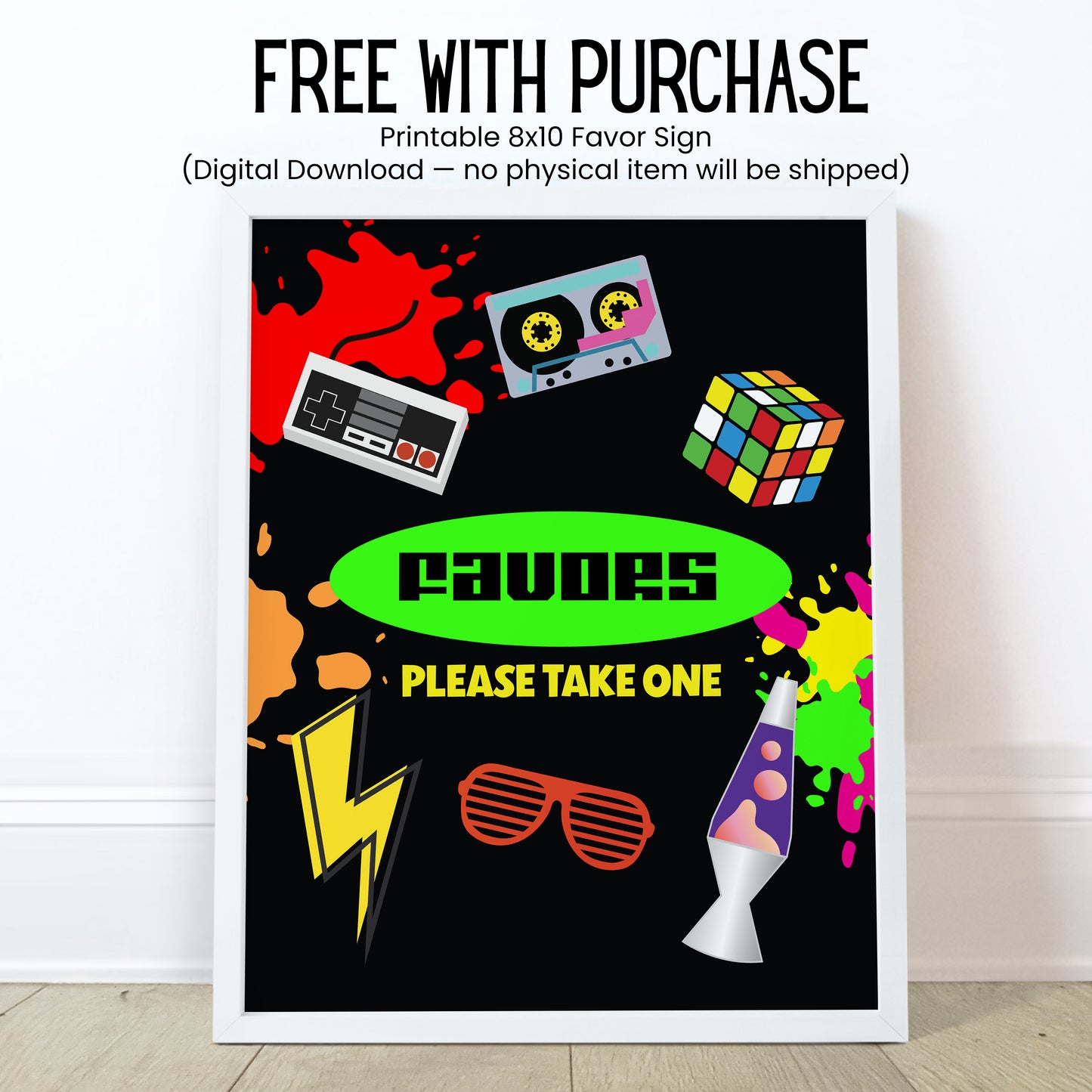 80s Neon Lip Balm Label Template: Retro Birthday, Totally 80s Favor