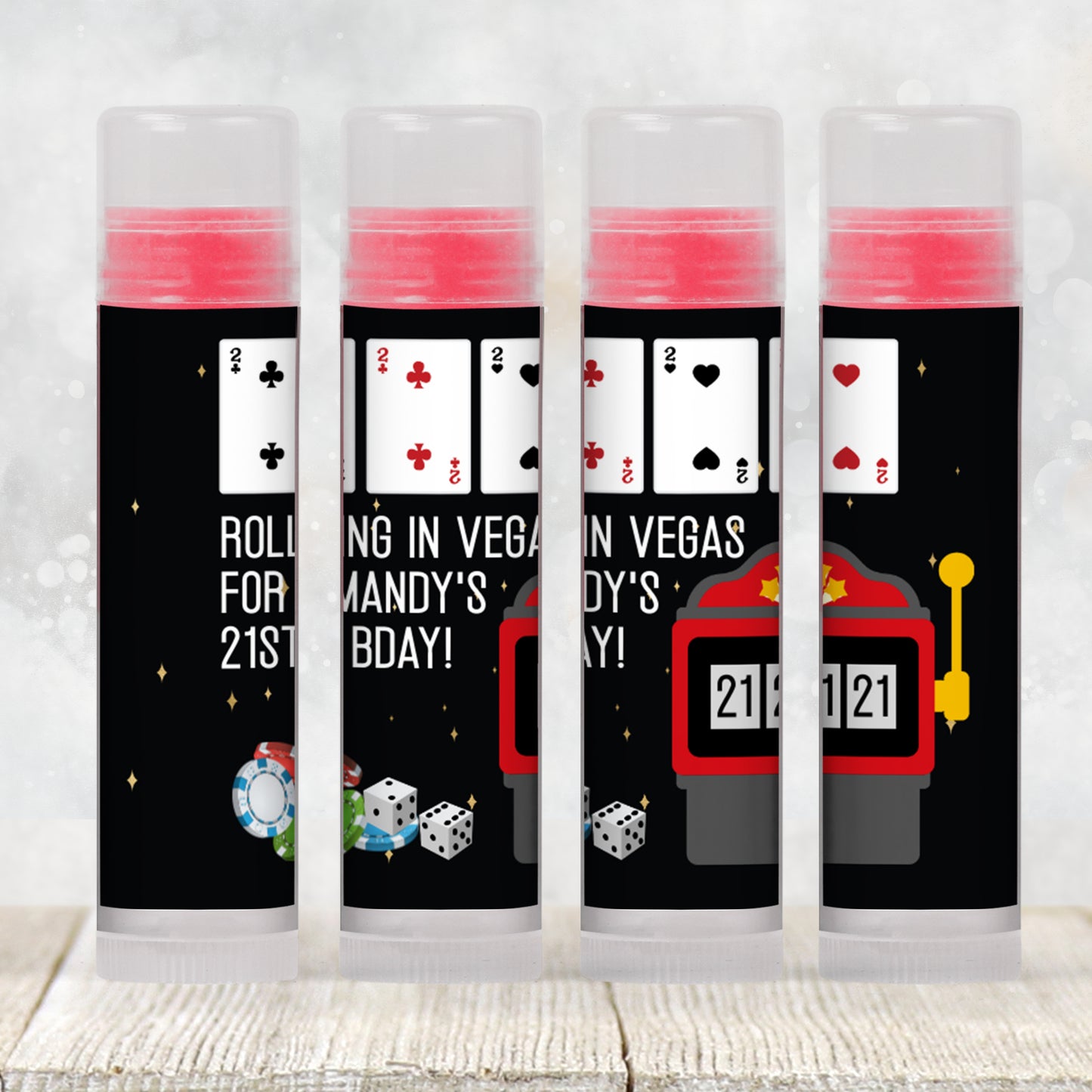 Casino Party Lip Balm Label Template: Vegas Birthday, Poker Night Favor