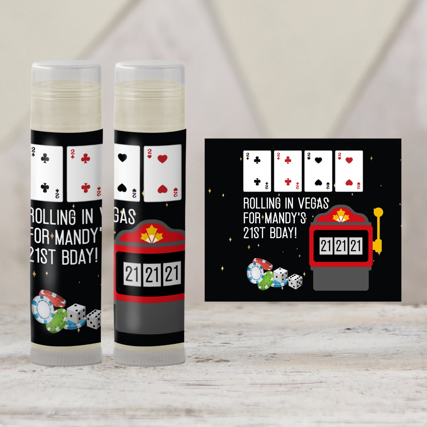 Casino Chapstick Favors: Vegas Birthday, Bachelorette, Poker Night Gift