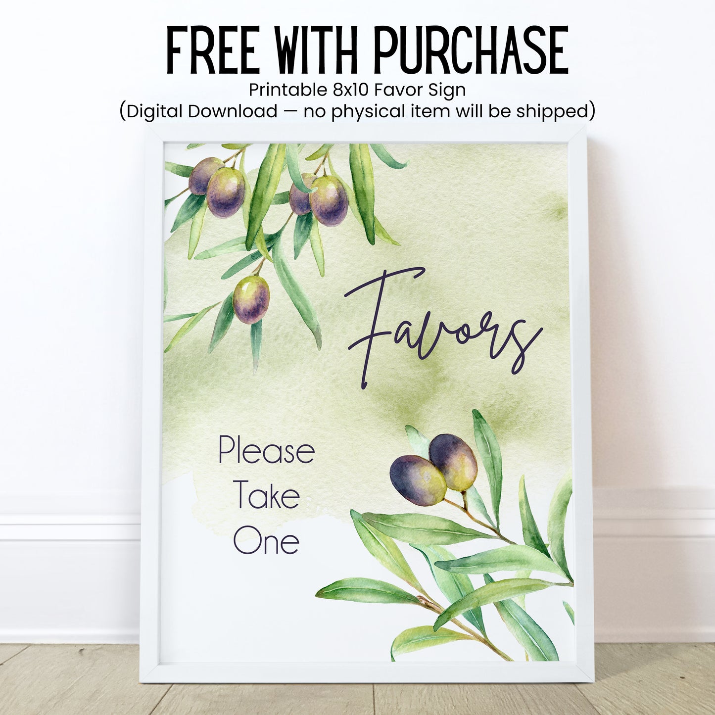 Olive Branch Bridal Shower Lip Balm Favors: Tuscan Greenery Wedding Guest Gift