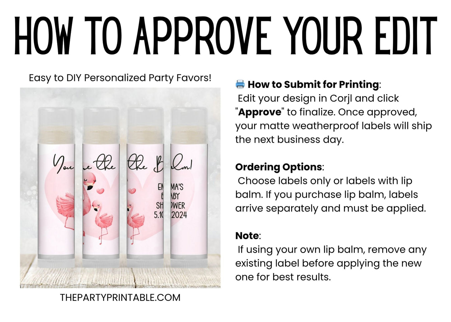 Flamingo Chapstick Favors: Tropical Baby Shower, Pink Girl Gift