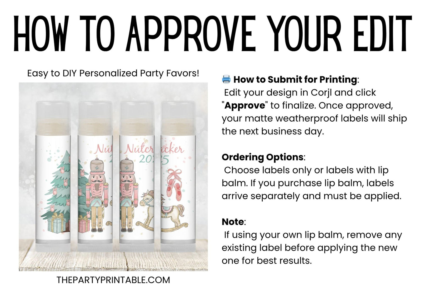 Nutcracker Chapstick Favors: Sugar Plum Christmas, Ballet Baby Shower Gift