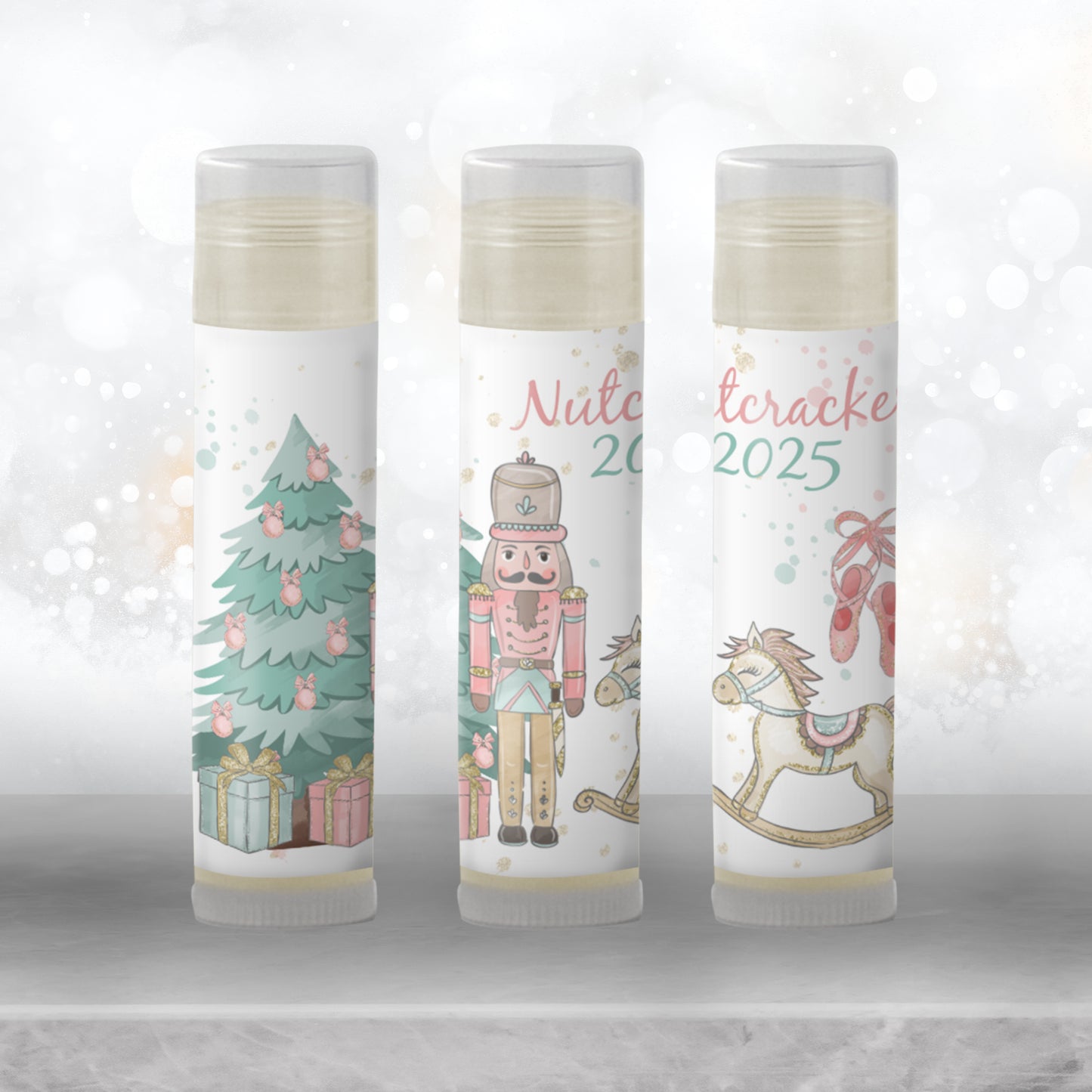 Nutcracker Lip Balm Label Template: Sugar Plum Baby Shower, Christmas Favor