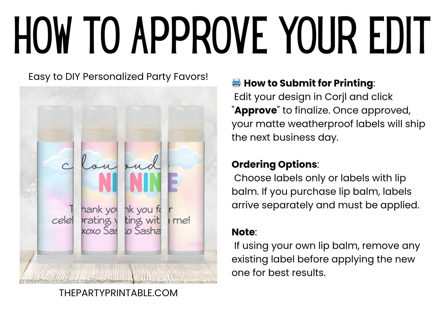 On Cloud Nine Chapstick Favors: Baby Shower or 9th Birthday Gift