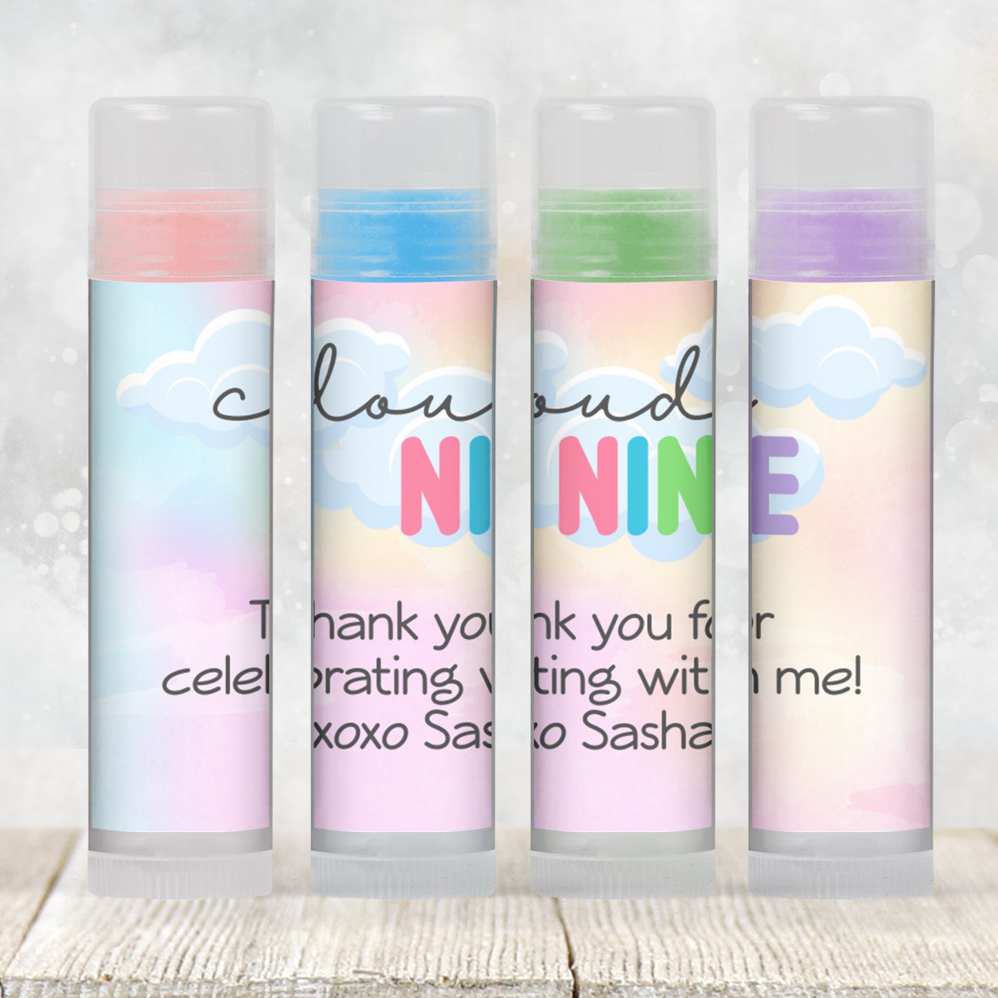 On Cloud 9 Chapstick Label Template: Birthday or Baby Shower Favor