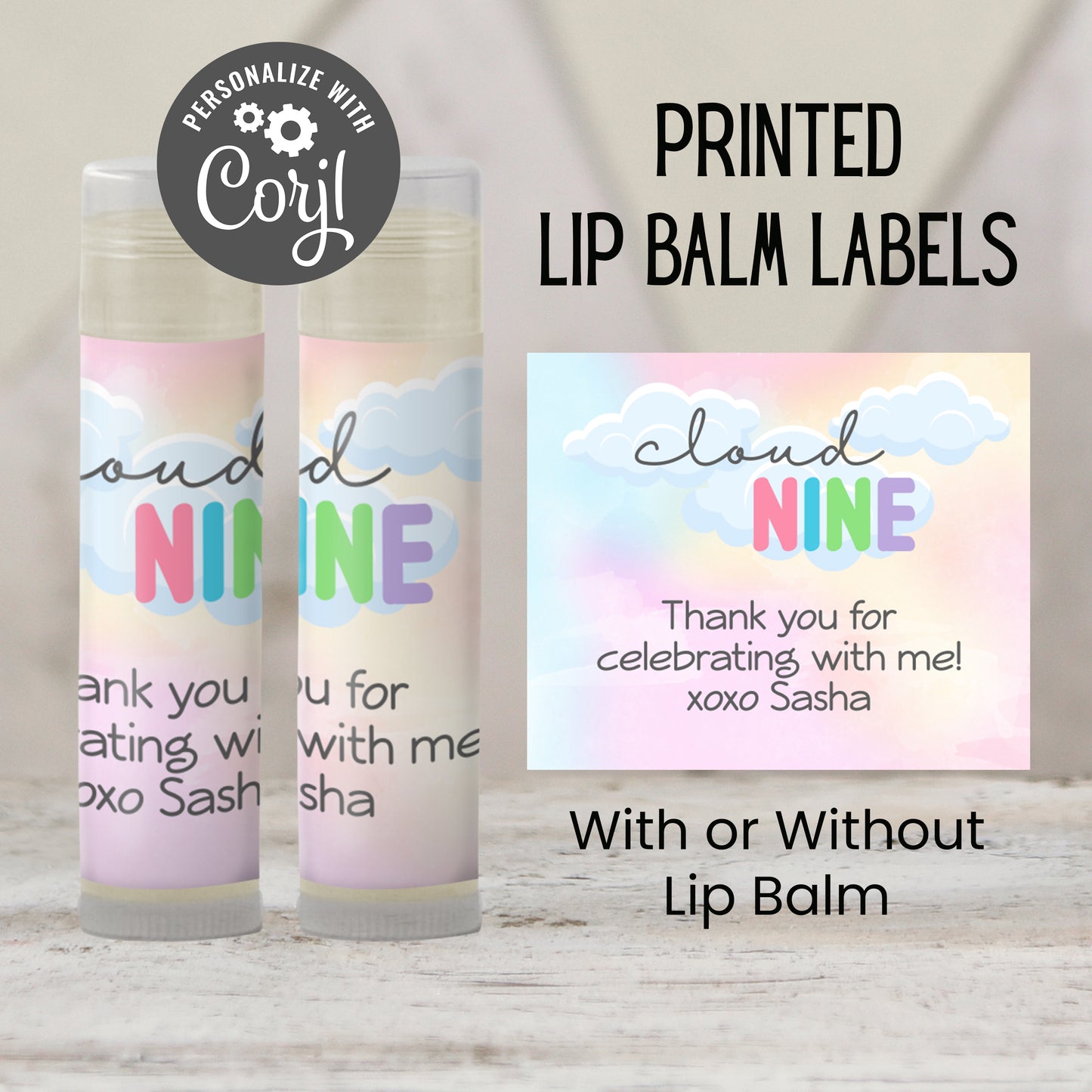 On Cloud Nine Chapstick Favors: Baby Shower or 9th Birthday Gift