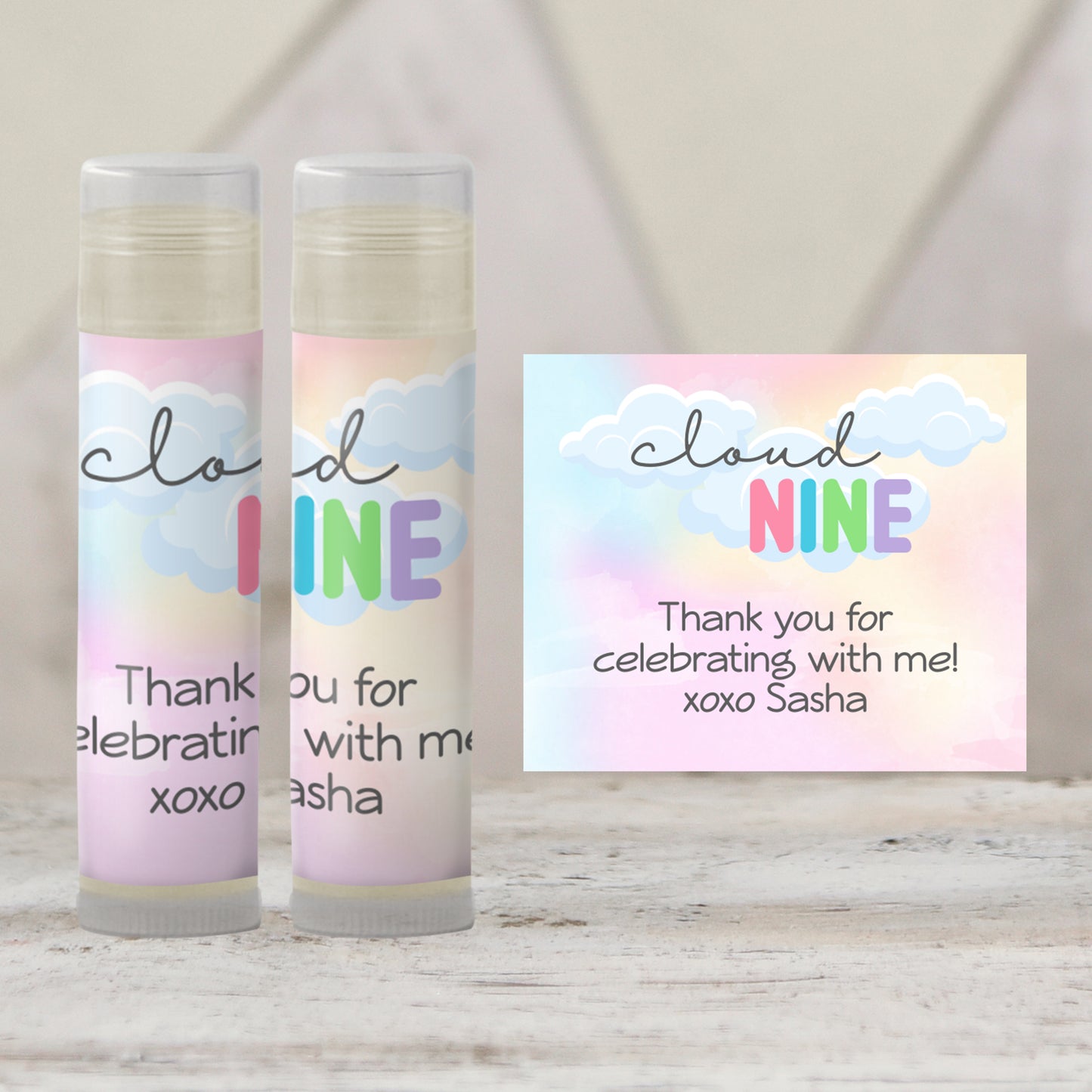 On Cloud Nine Chapstick Favors: Baby Shower or 9th Birthday Gift