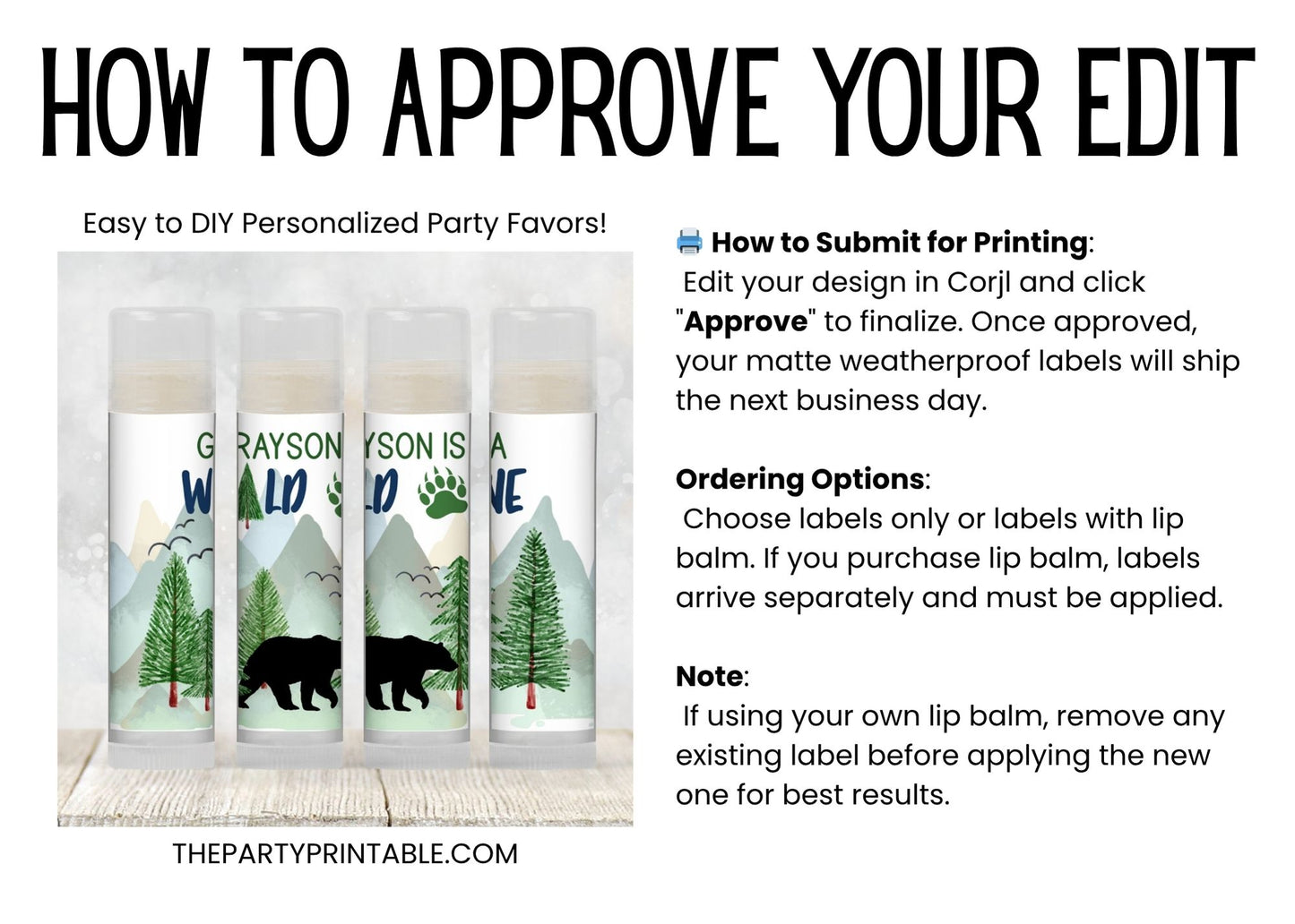 Wild One Chapstick Favors: Bear Baby Shower, Adventure 1st Birthday Gift