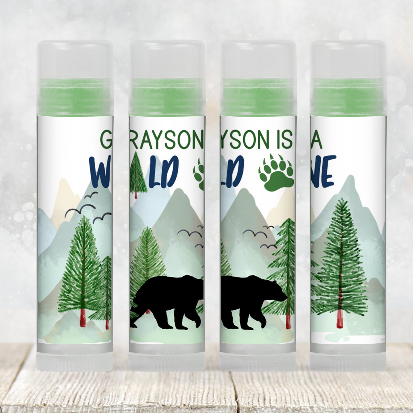 Wild One Lip Balm Label Template: Bear 1st Birthday, Adventure Party Favor