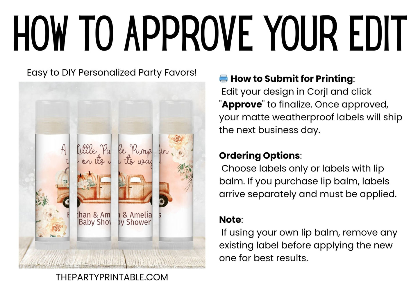 Pumpkin Chapstick Favors: Fall Baby Shower, Gender Neutral Party Gift