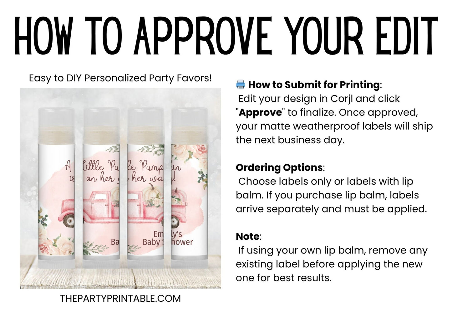 Pink Pumpkin Chapstick Favors: Fall Baby Shower, Little Pumpkin Girl Gift