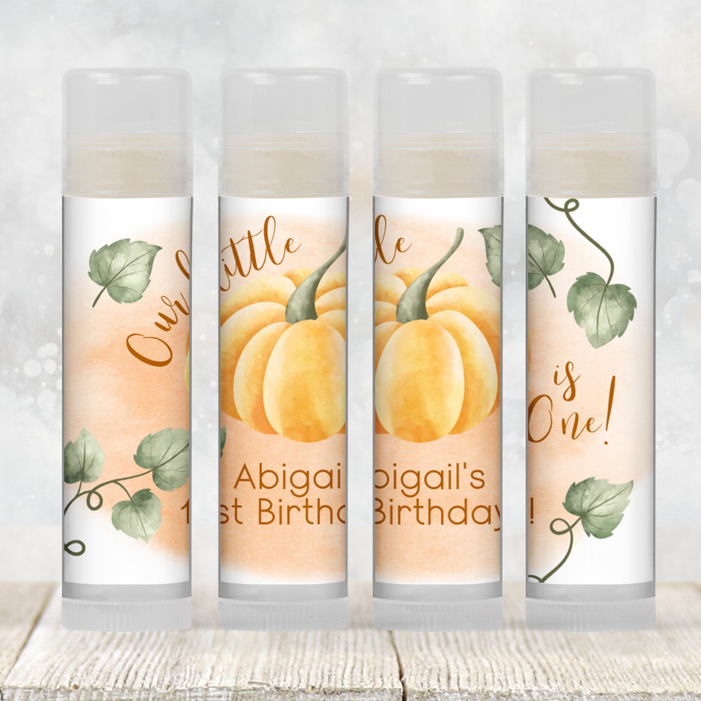 Our Little Pumpkin Is One Lip Balm Favors: Fall 1st Birthday Guest Gift