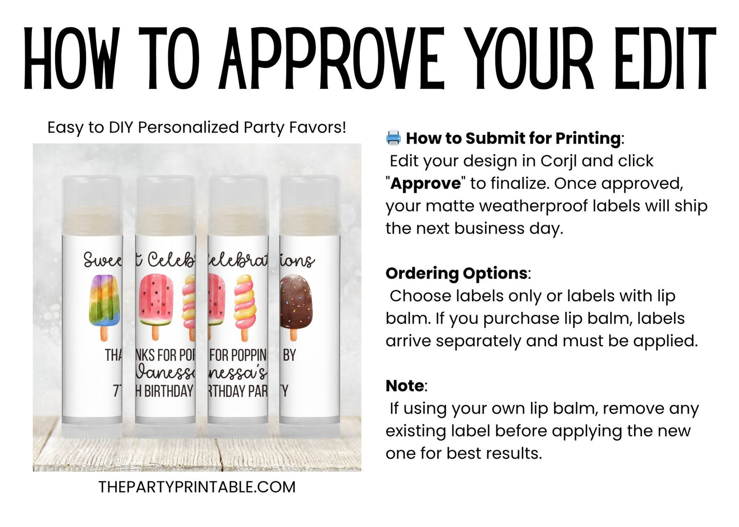 Popsicle Chapstick Favors: Summer Baby Shower, Stay Cool Birthday Gift