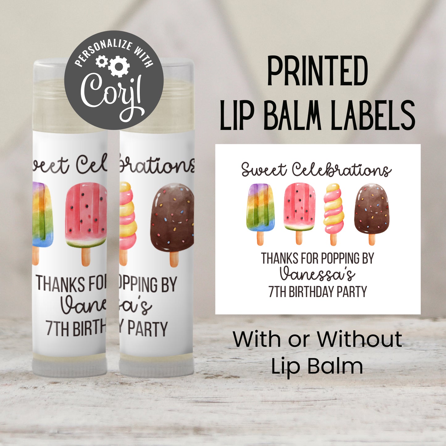 Popsicle Chapstick Favors: Summer Baby Shower, Stay Cool Birthday Gift