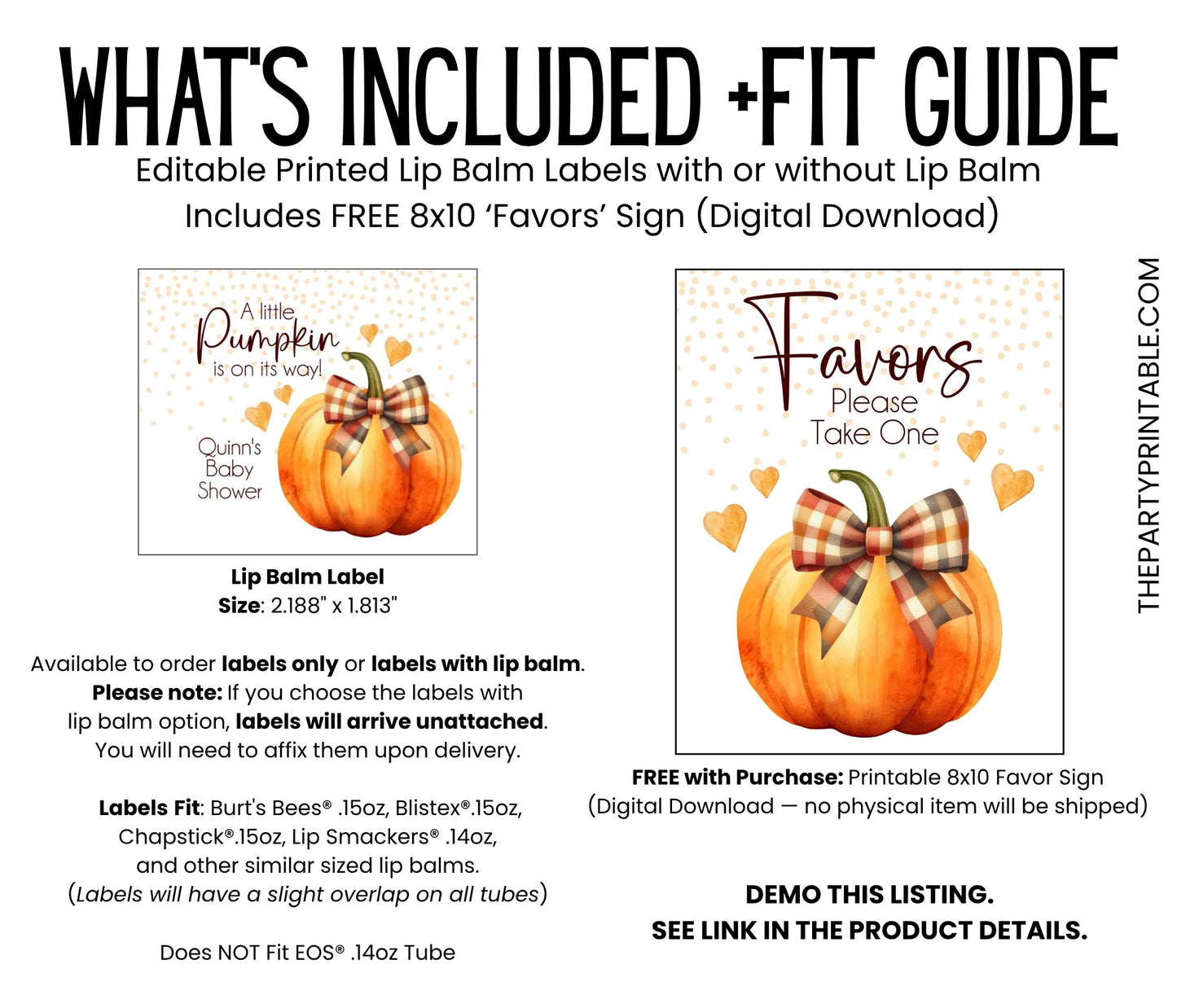 Pumpkin with Orange Bow Chapstick Favors: Gender Neutral Baby Shower Gift