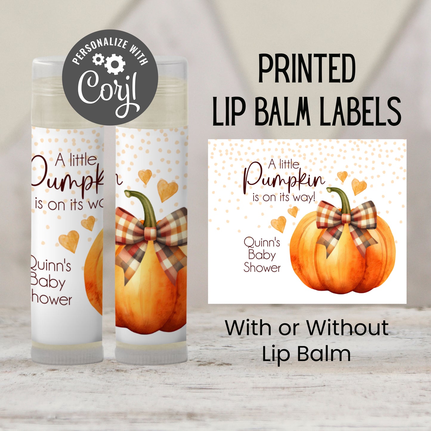 Pumpkin with Orange Bow Chapstick Favors: Gender Neutral Baby Shower Gift