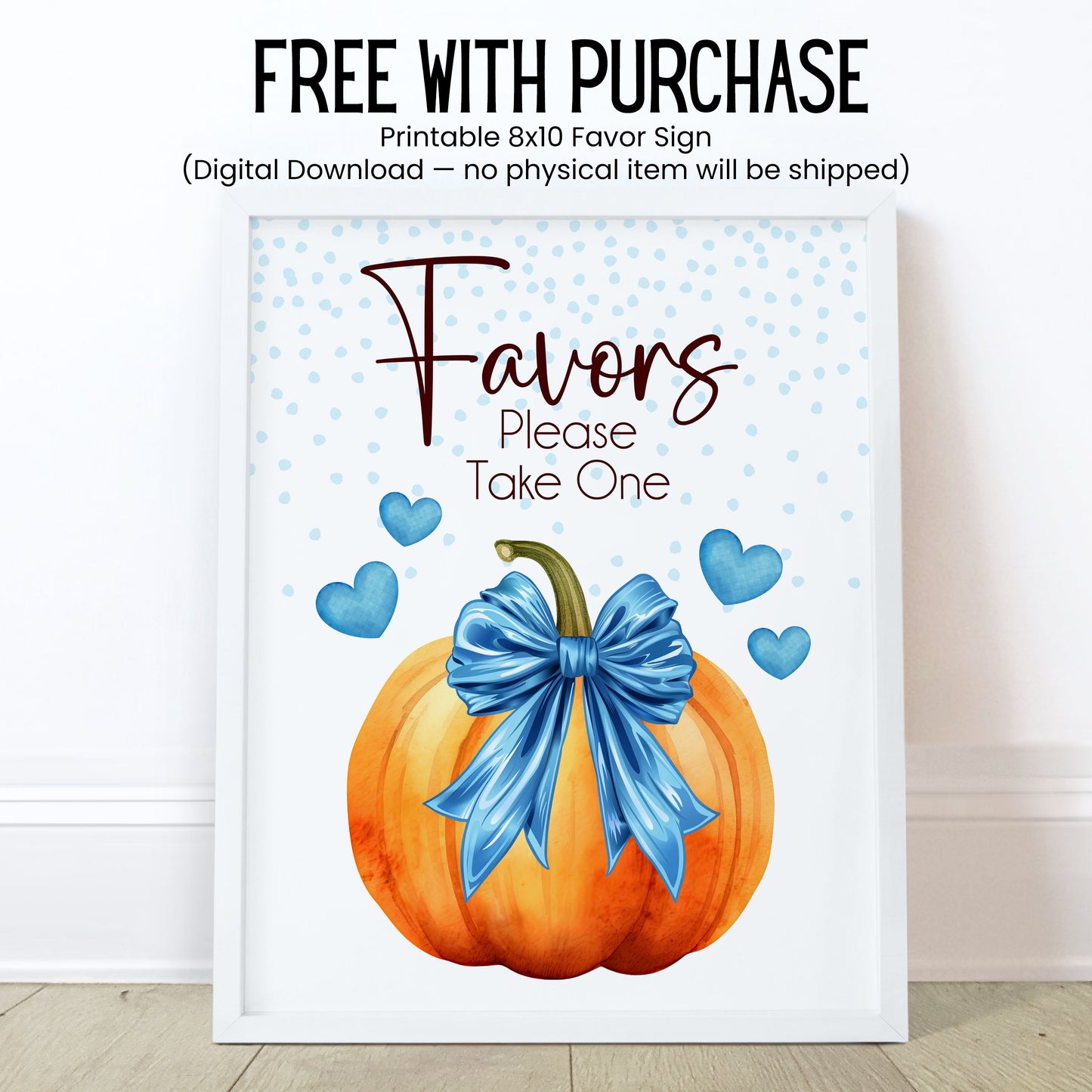 Pumpkin with Blue Bow Chapstick Favors: Baby Boy Shower, Fall Party Gift
