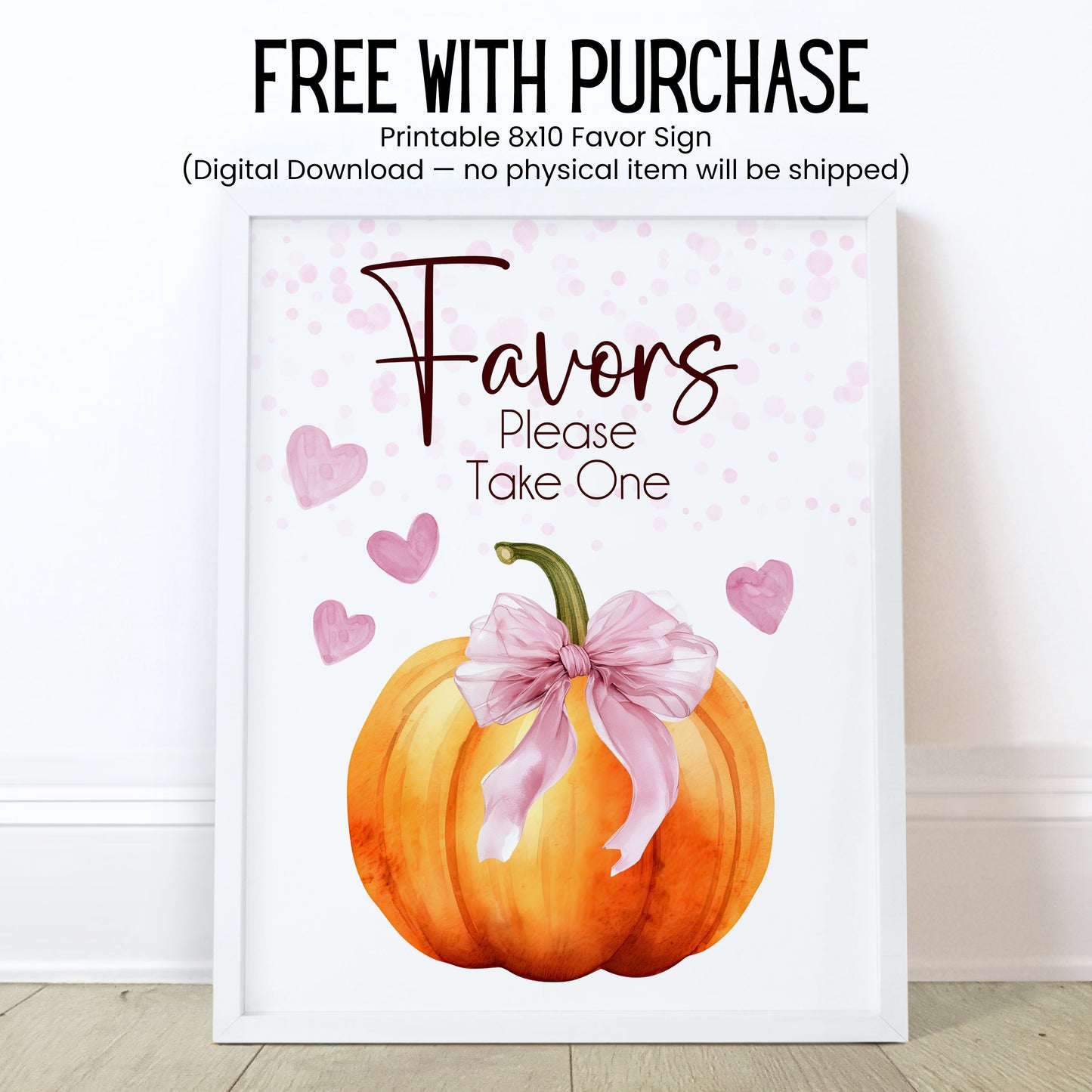 Pumpkin with Pink Bow Lip Balm Label Template: Baby Girl Shower, Fall Favor