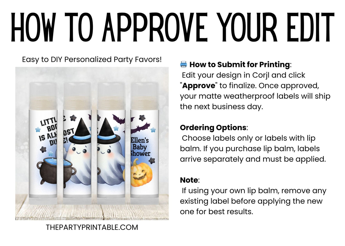 Blue Little Boo Chapstick Favors: Halloween Baby Shower, Boy Fall Party Gift
