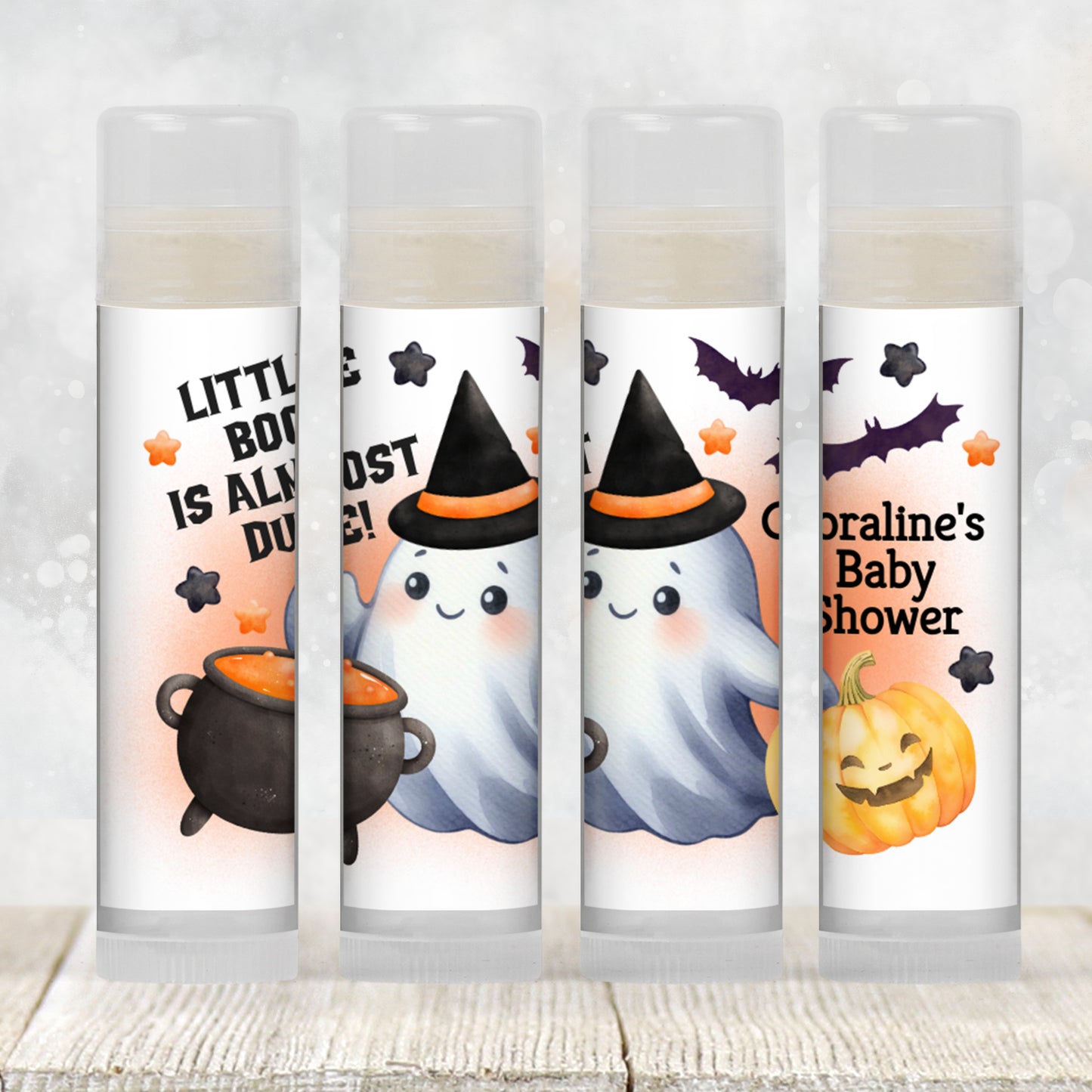 Orange Little Boo Chapstick Favors: Halloween Baby Shower, Fall Party Gift
