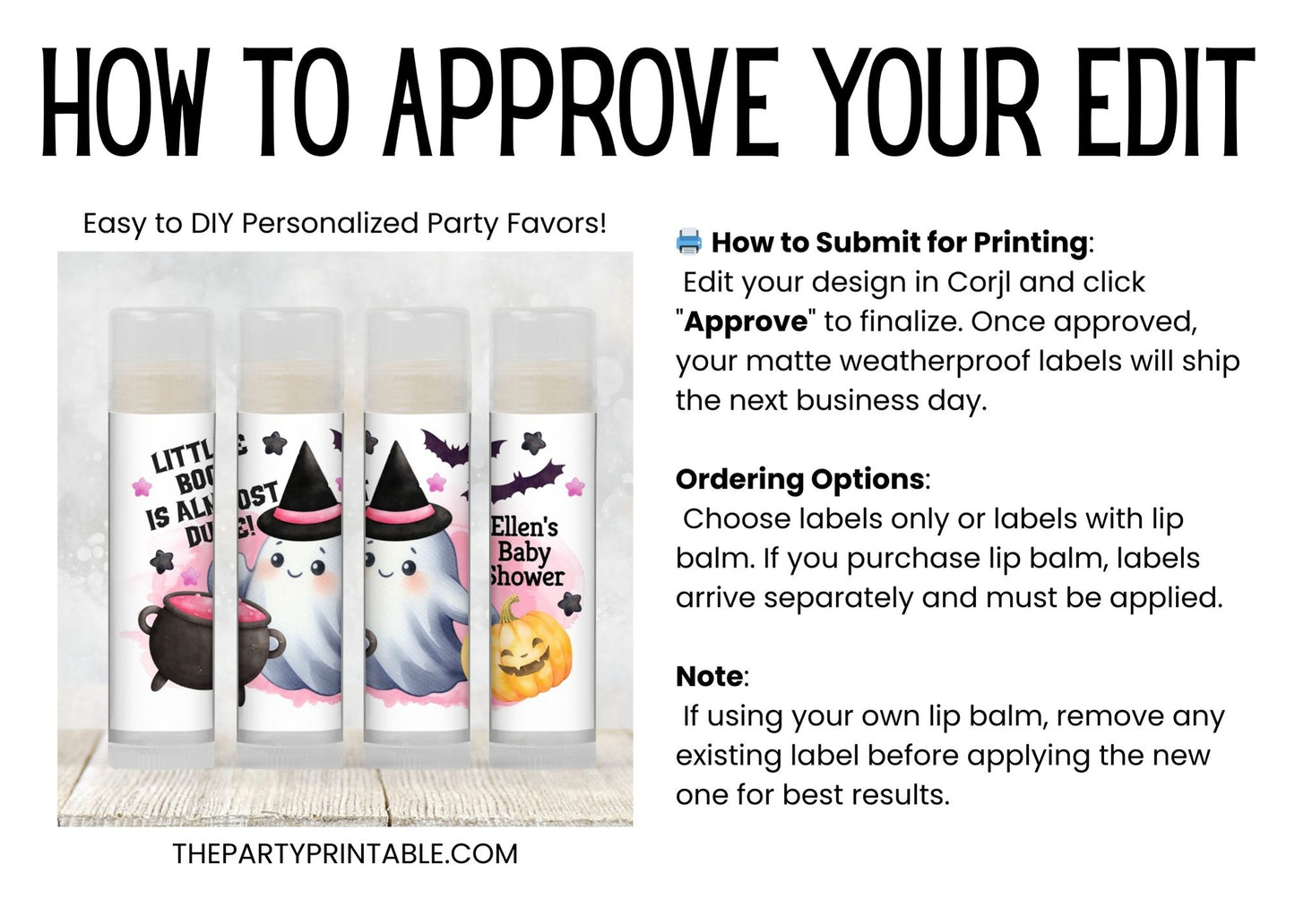 Pink Little Boo Chapstick Favors: Halloween Baby Shower, Girl Fall Party Gift