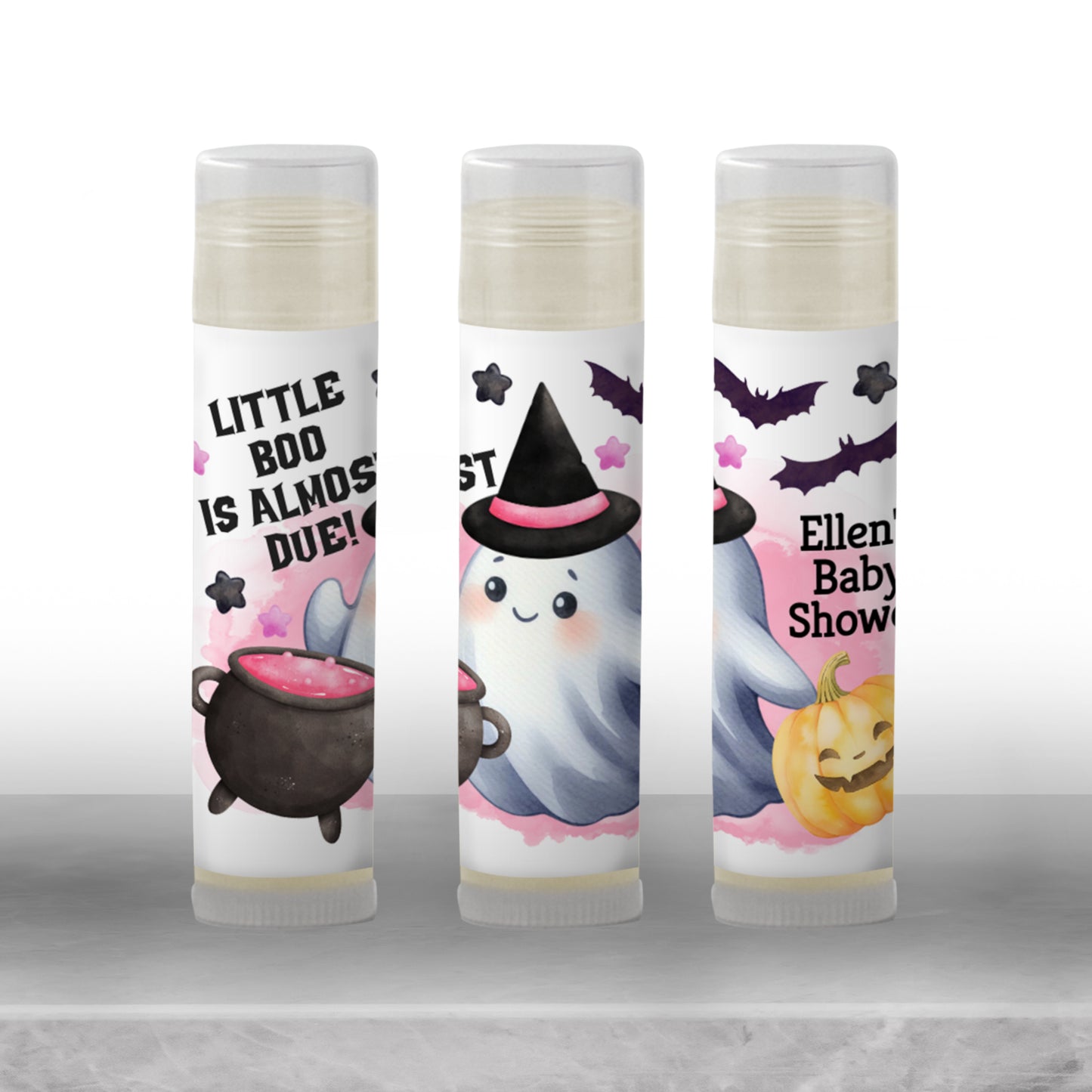 Pink Little Boo Chapstick Favors: Halloween Baby Shower, Girl Fall Party Gift