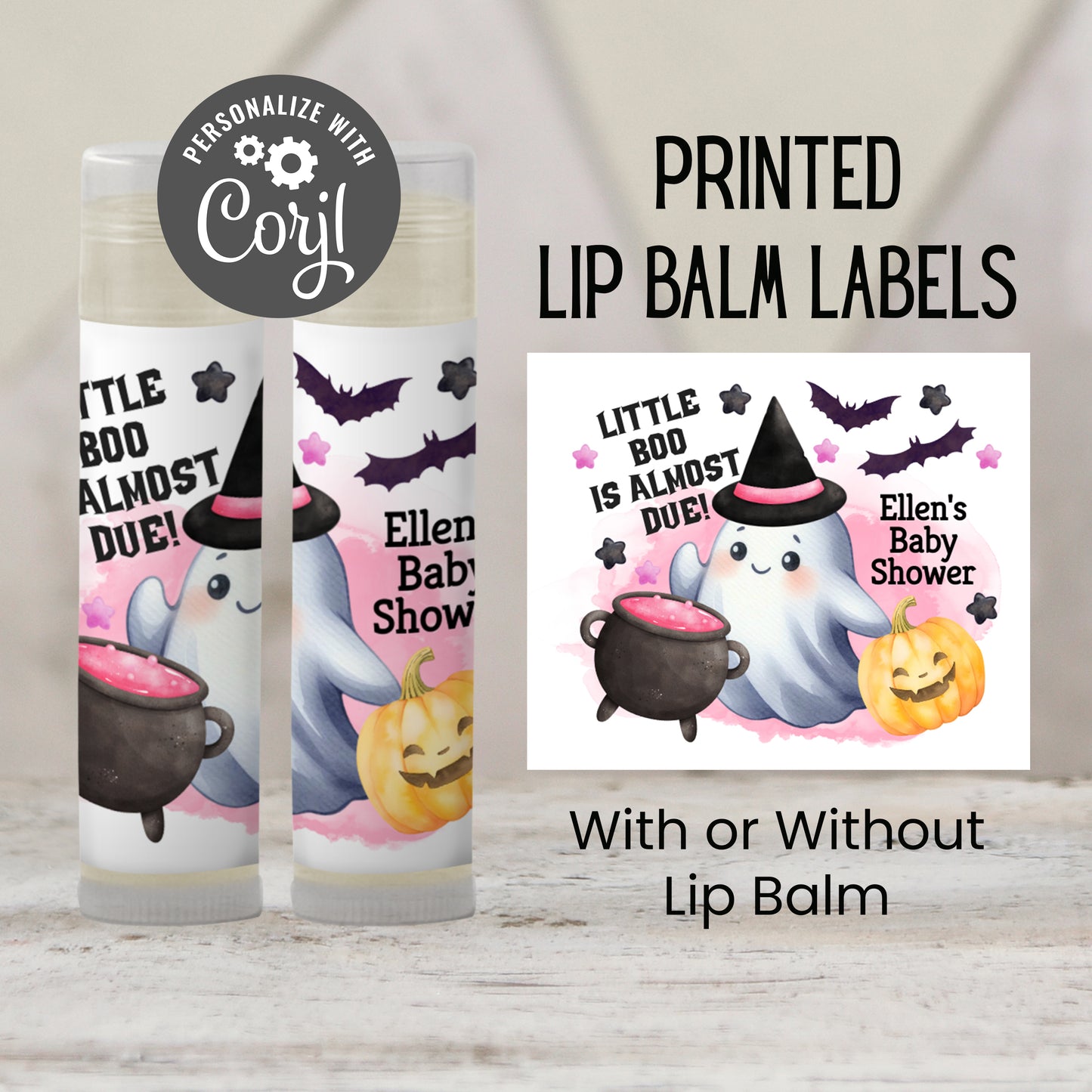 Pink Little Boo Chapstick Favors: Halloween Baby Shower, Girl Fall Party Gift