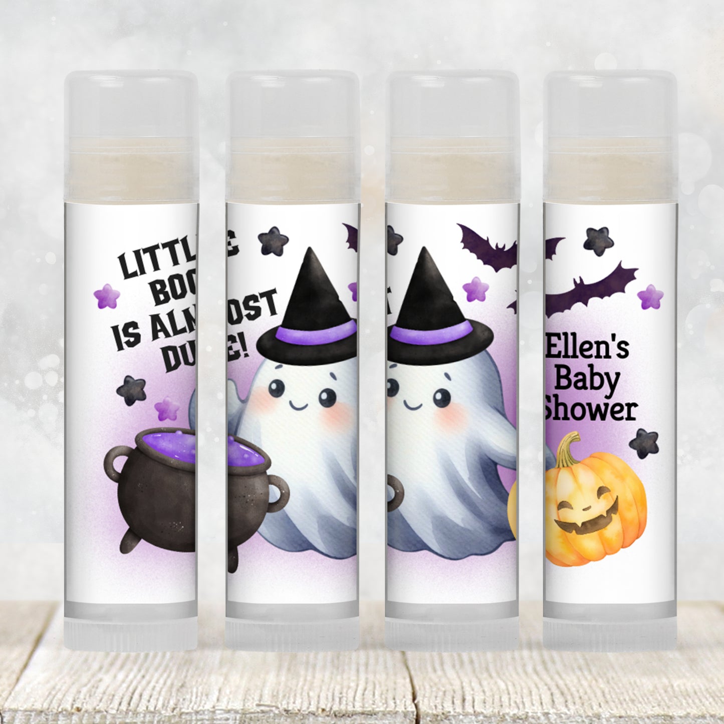 Purple Little Boo Chapstick Favors: Halloween Baby Shower, Fall Party Gift