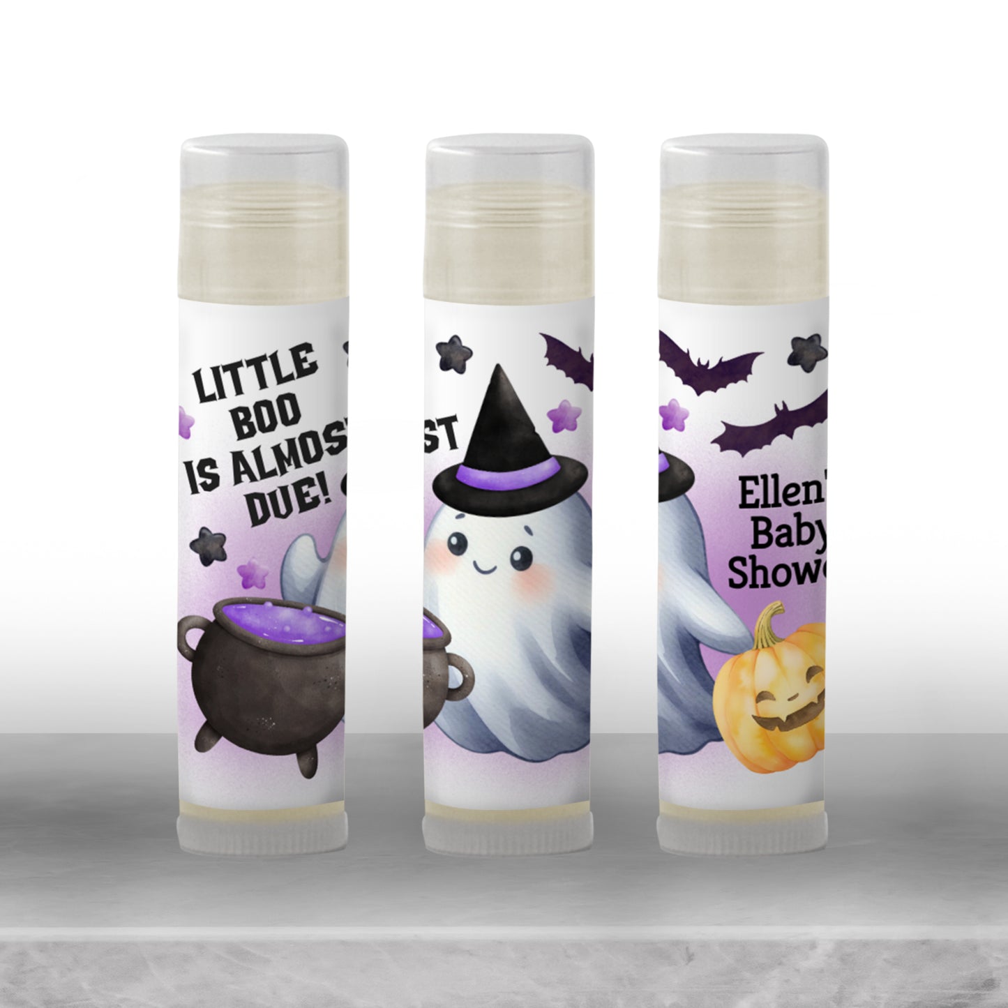 Purple Little Boo Chapstick Favors: Halloween Baby Shower, Fall Party Gift
